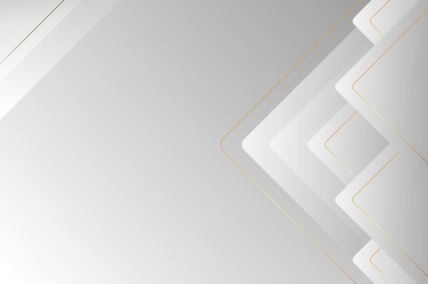 luxury White Grey Rounded pyramid or triangle shape background with gold line. Abstract geometry background with modern and elegant concept. vector