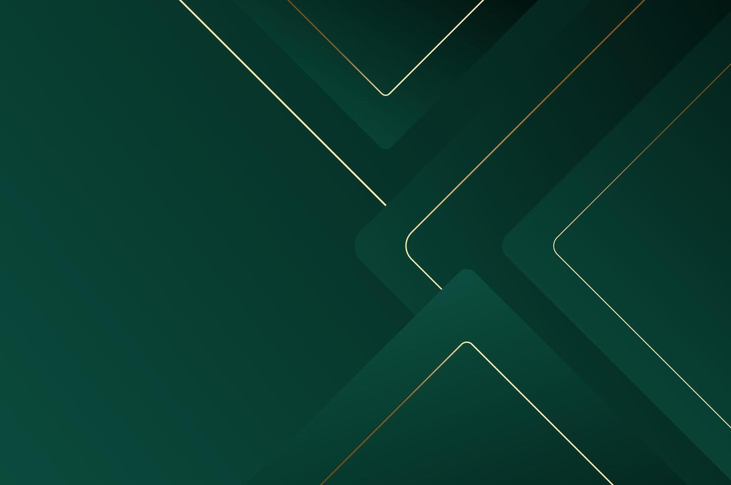 luxury Green Rounded rectangle shape background with gold line. Abstract geometry background with modern and elegant concept. vector