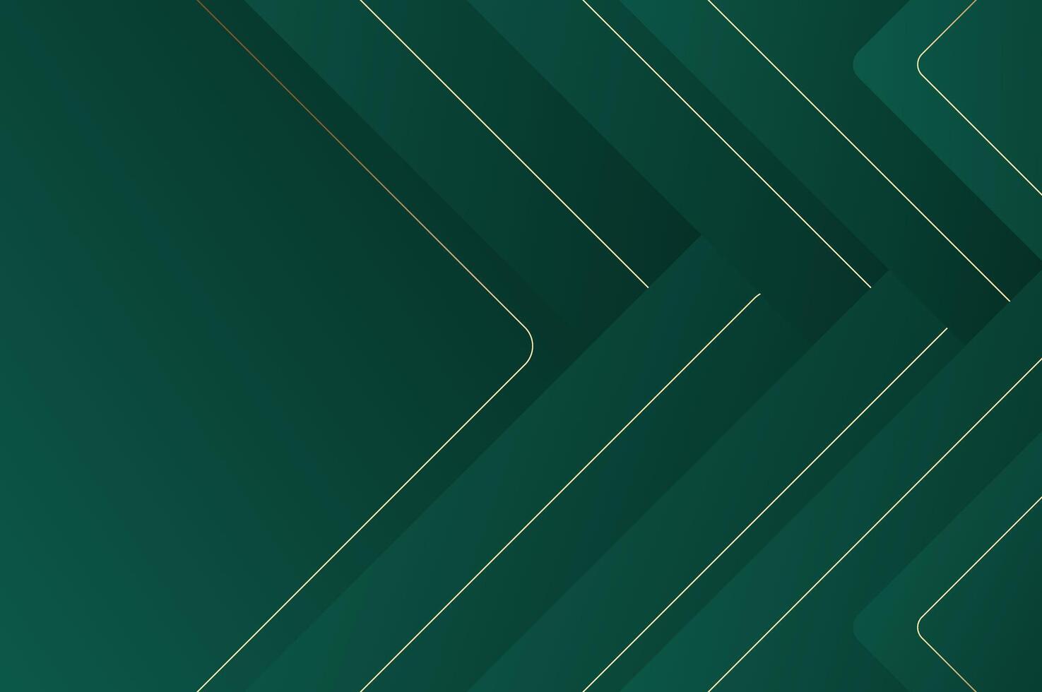 luxury Green papercut background with gold line. Abstract geometry background with modern and elegant concept. vector