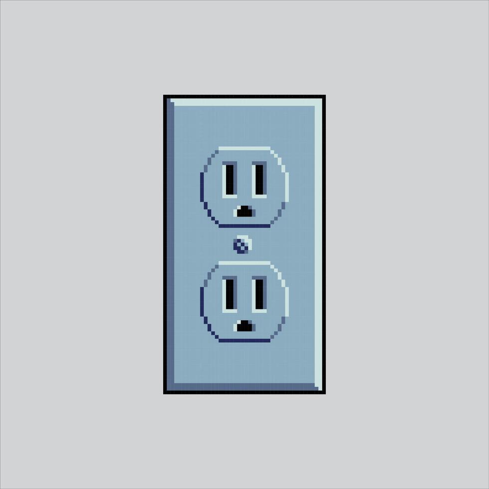 Pixel art illustration Electric Socket. Pixelated Electric Plug. Electric Socket Plug Icon pixelated for the pixel art game and icon for website and game. vector