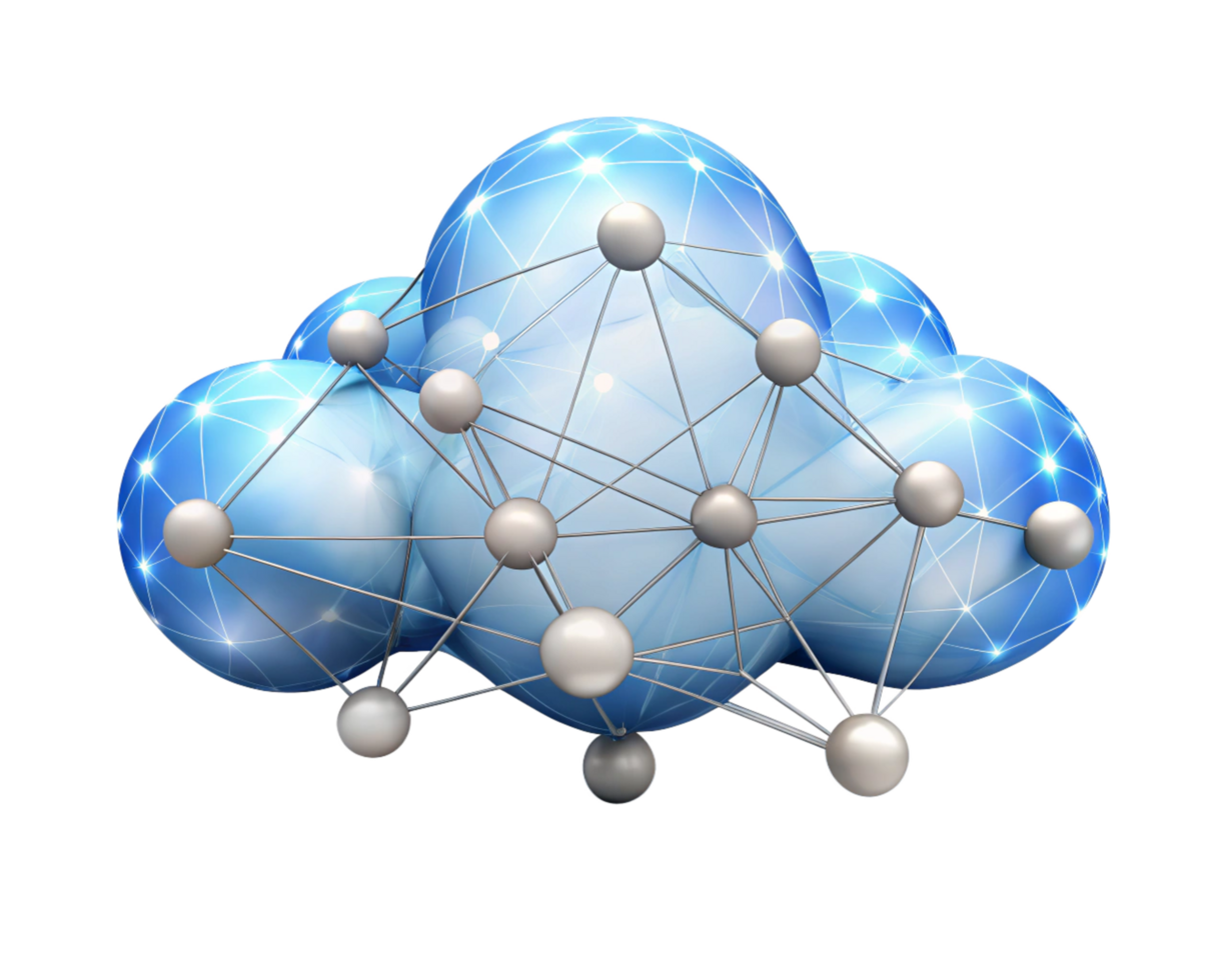 Cloud-based ecosystem with connected elements png