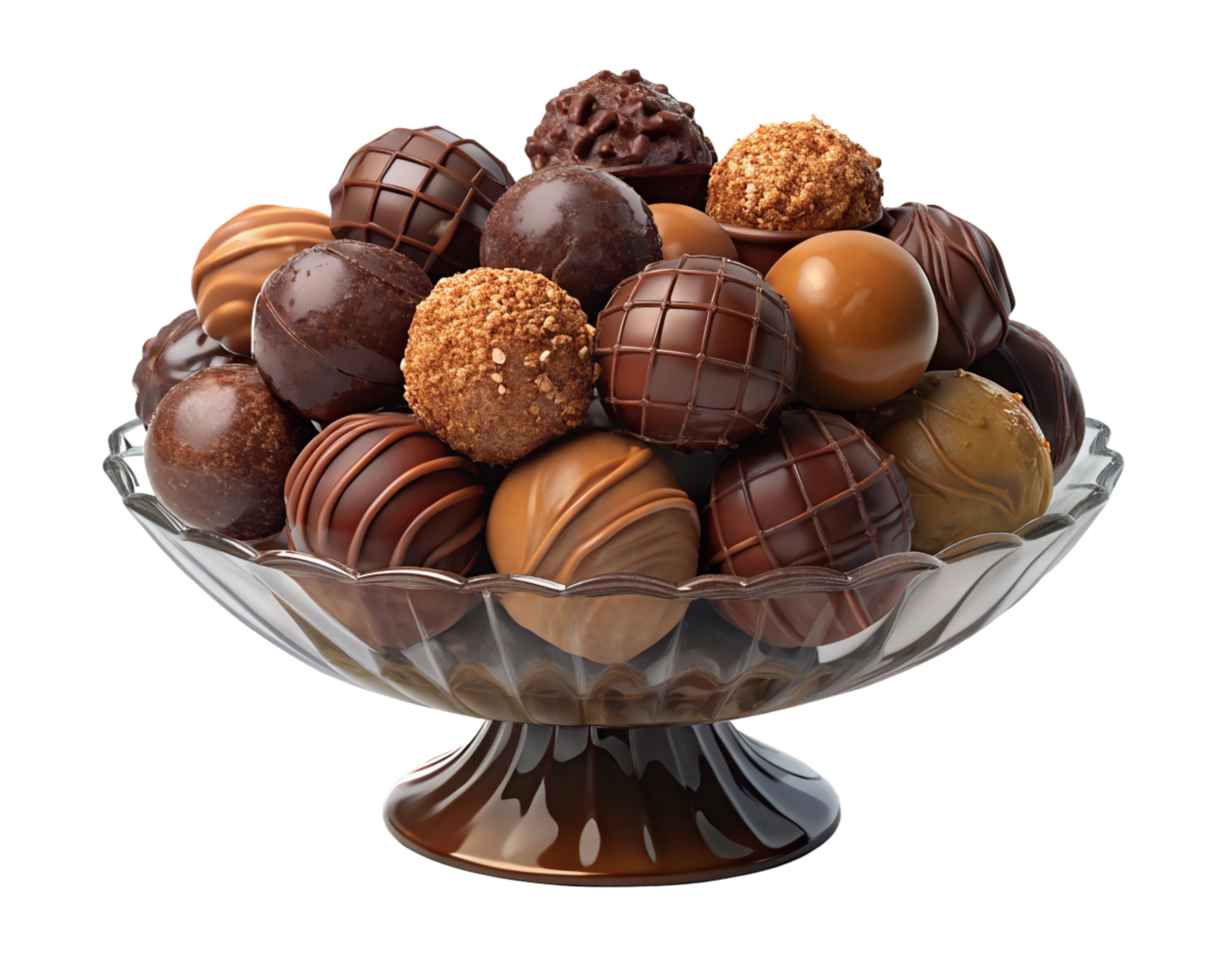 Truffle variety served in a stylish glass container png