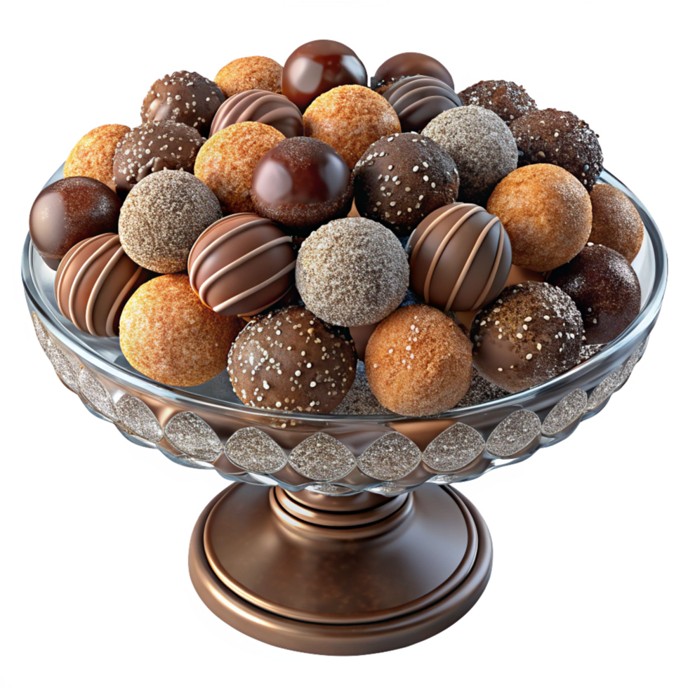 Premium quality truffles in a glass container png