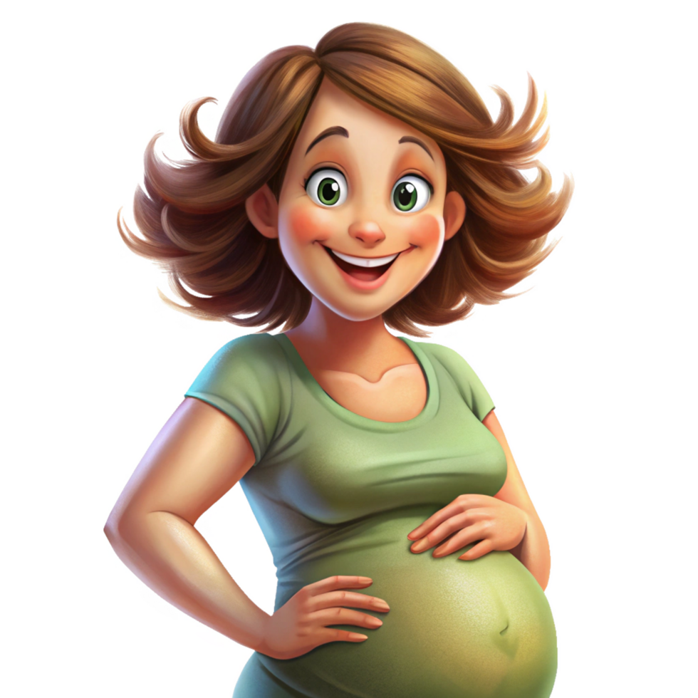 Excited expectant mom feeling baby kicks png