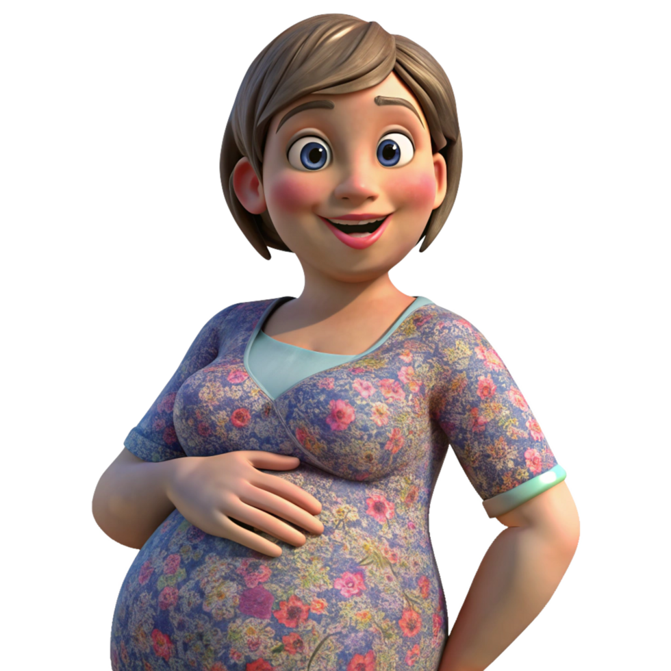 Smiling pregnant lady in a nature setting png