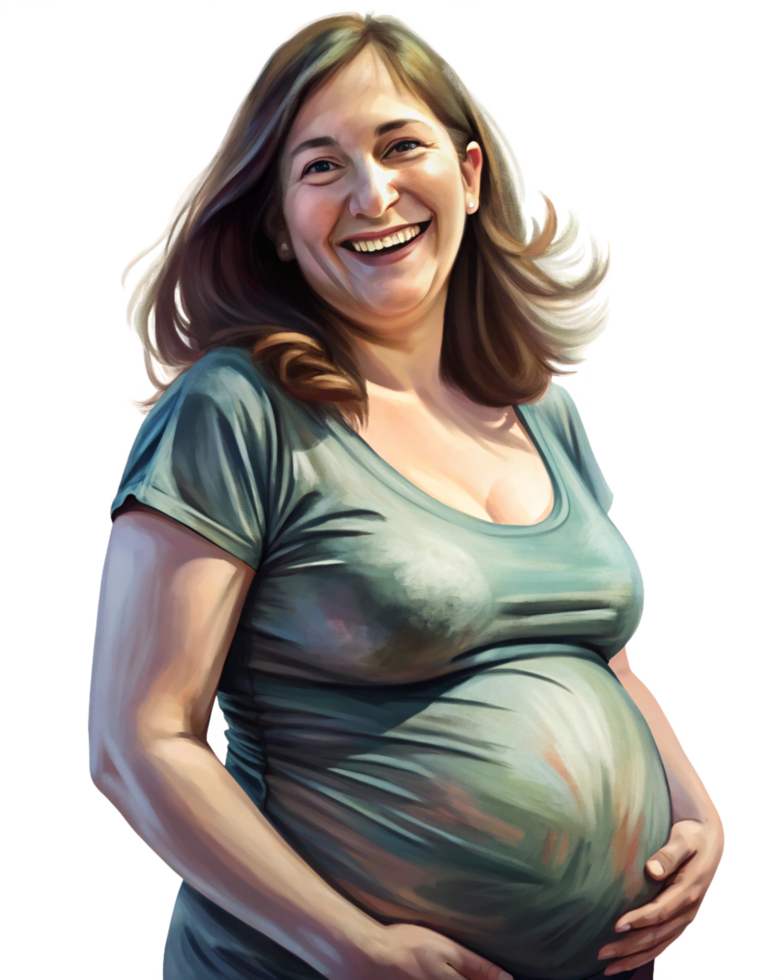 Beautiful expectant mother in a serene setting png