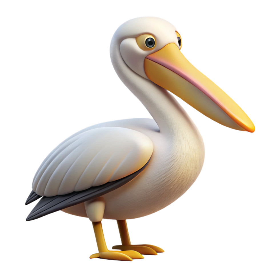 Large pelican standing with wings slightly open png