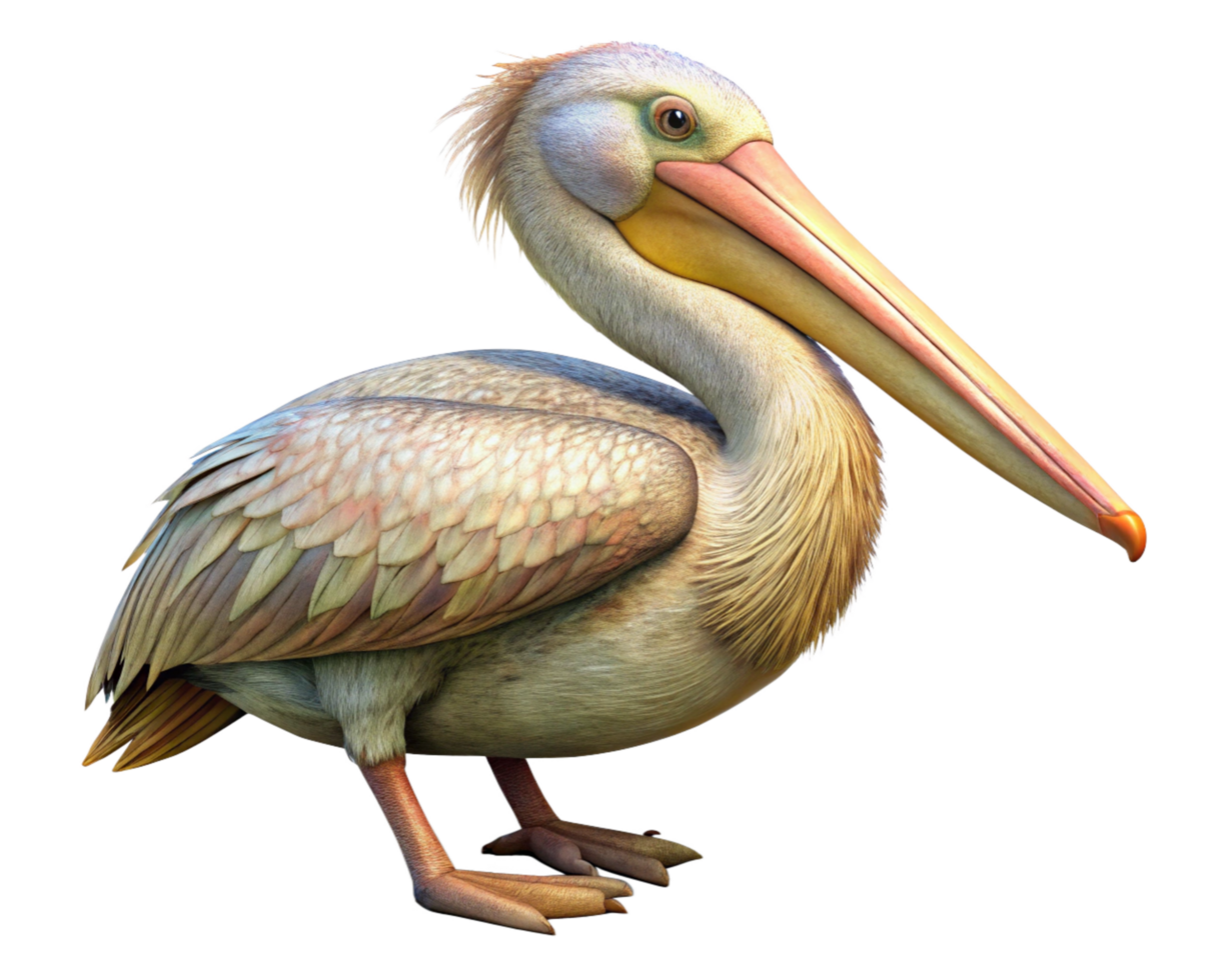 Pelican bird standing on the edge of a dock png