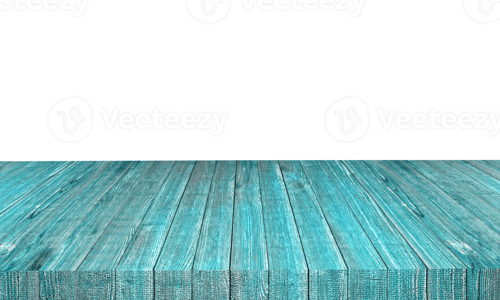 Turquoise wooden table or board, front view of the surface, 3D render png