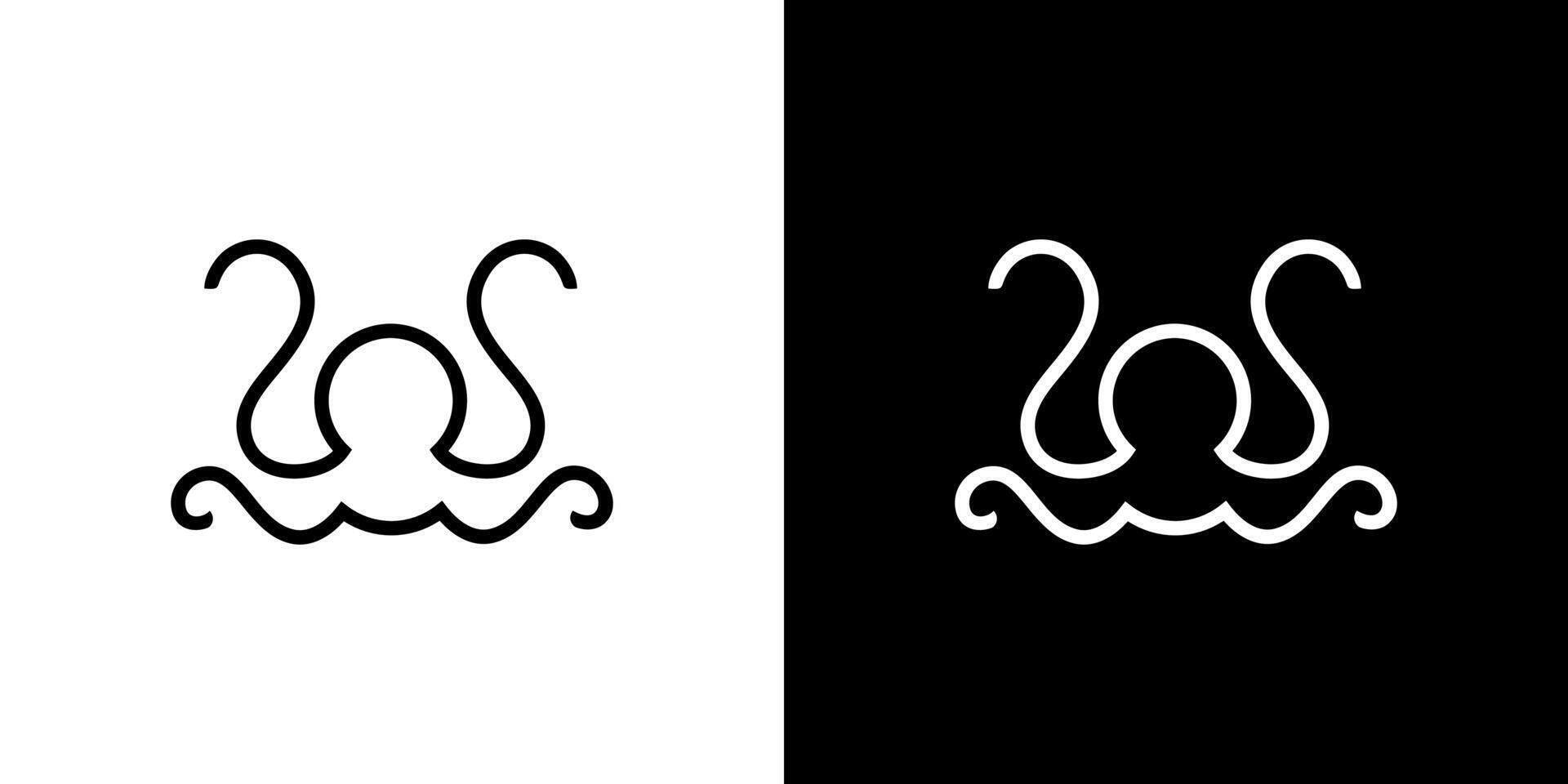 Octopus icon line outline abstract simple minimal logo isolated vector