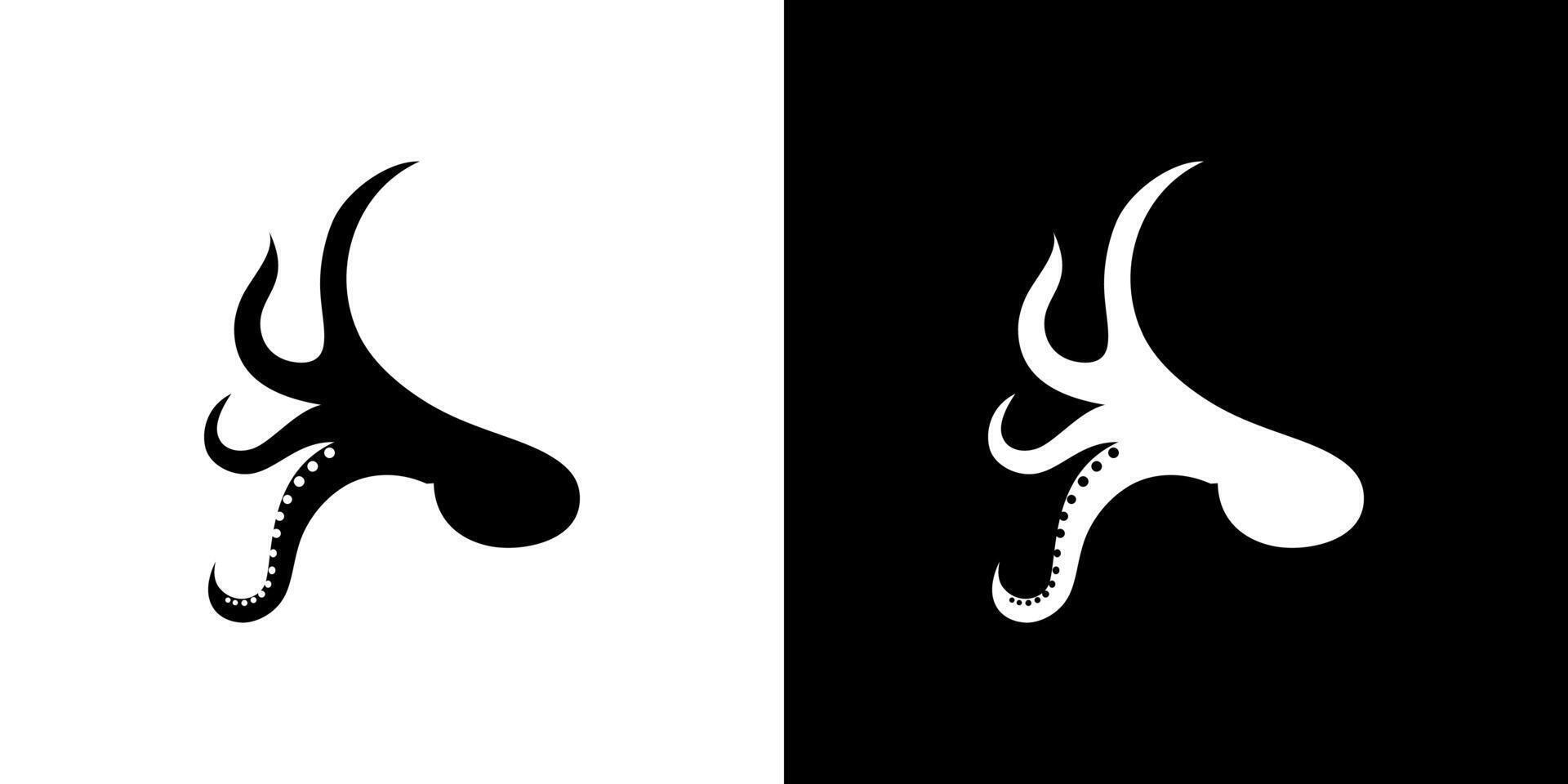 Octopus icon silhouette black logo design isolated vector