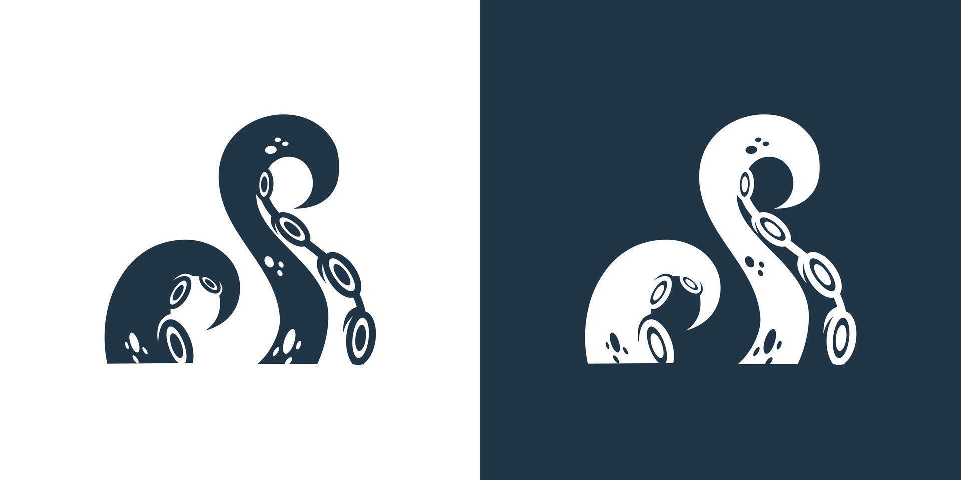 Tentacle octopus icon logo kraken graphic . vector