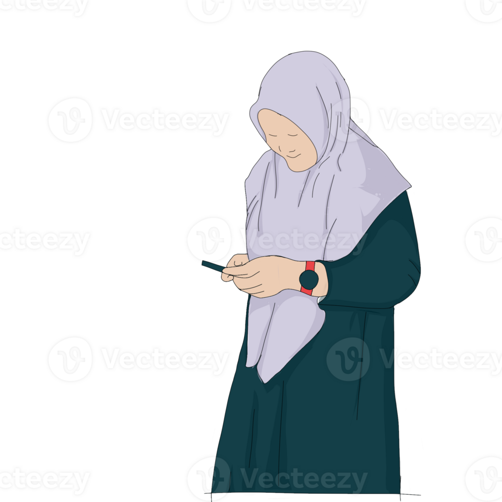 A stylish digita of a woman wearing a hijab, showcasing elegance and confidence. png