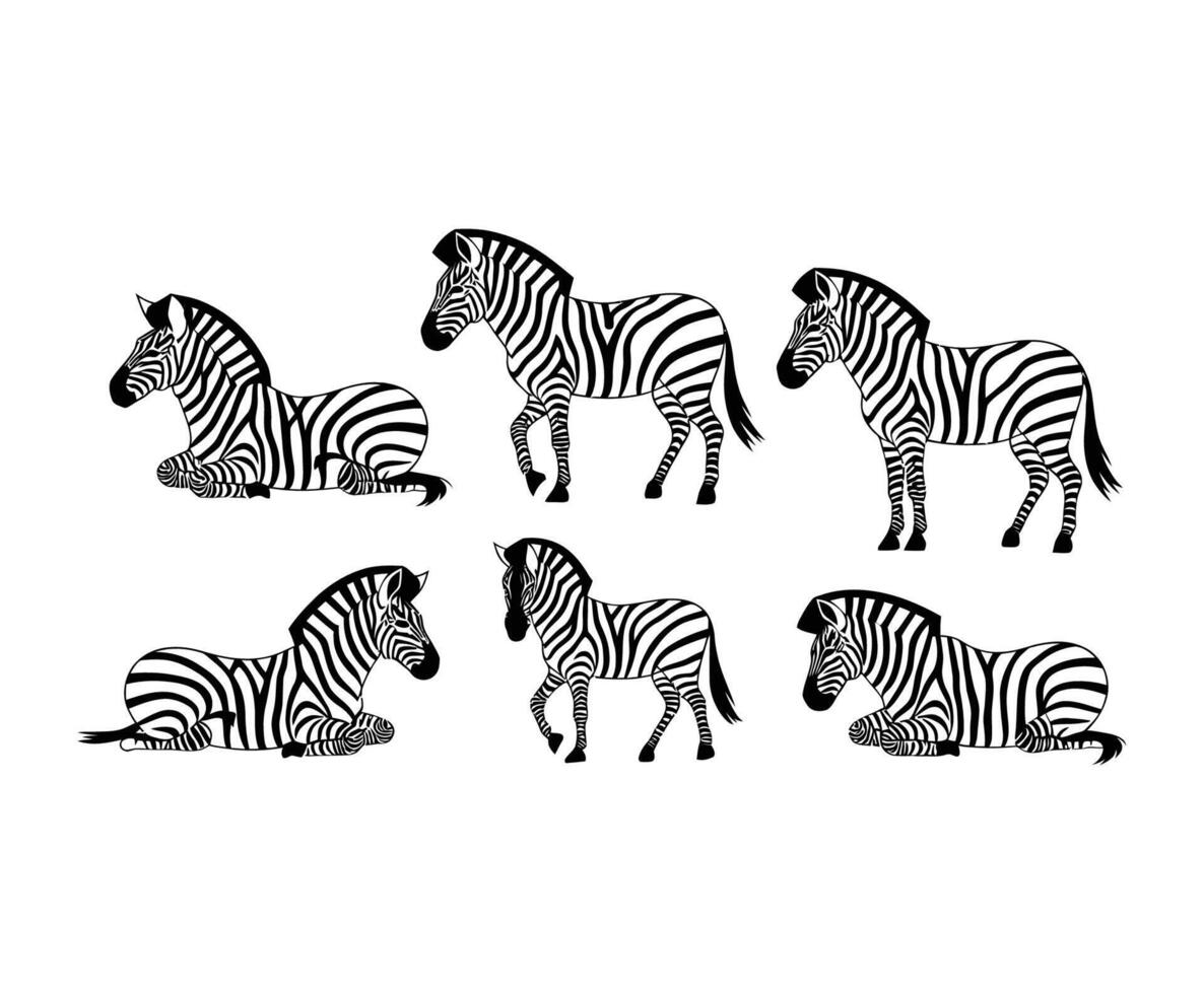 Minimalist Zebra Silhouette Collection Template vector
