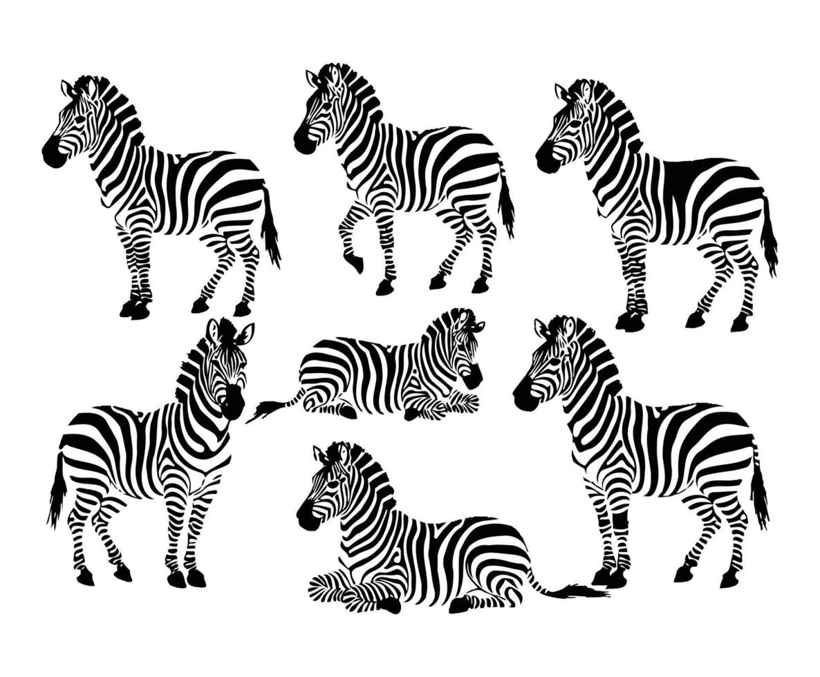 Simple Zebra Silhouette Collection Template vector