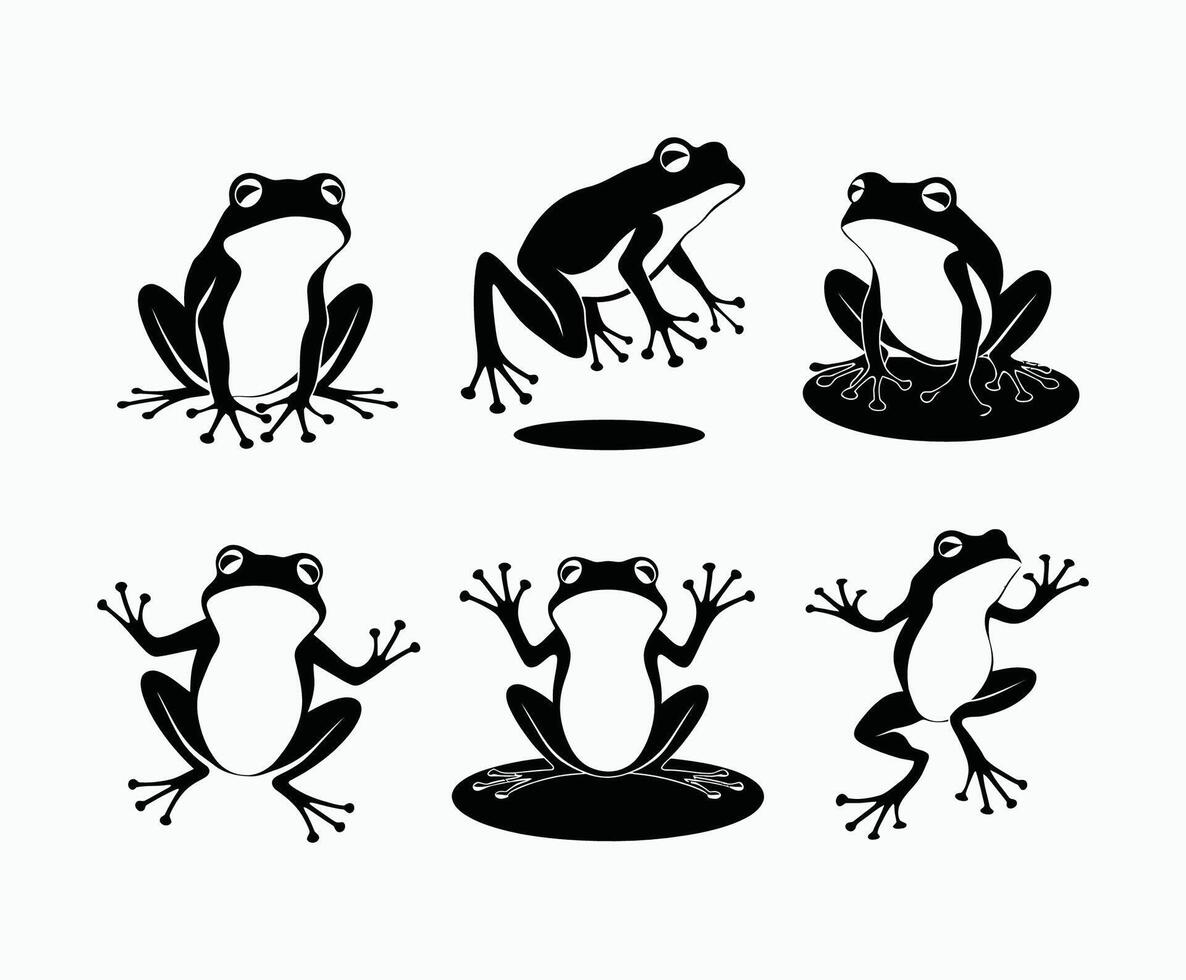 Jumping Frog Silhouette Template vector