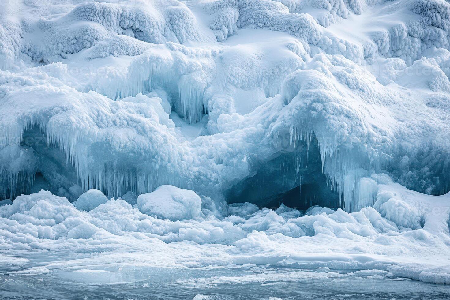 Ice formations on the side of a mountain photo