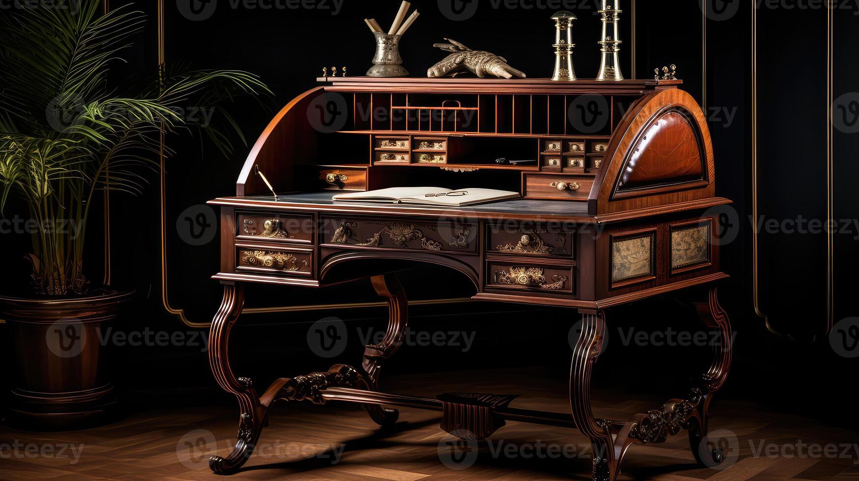 roll wood desk photo