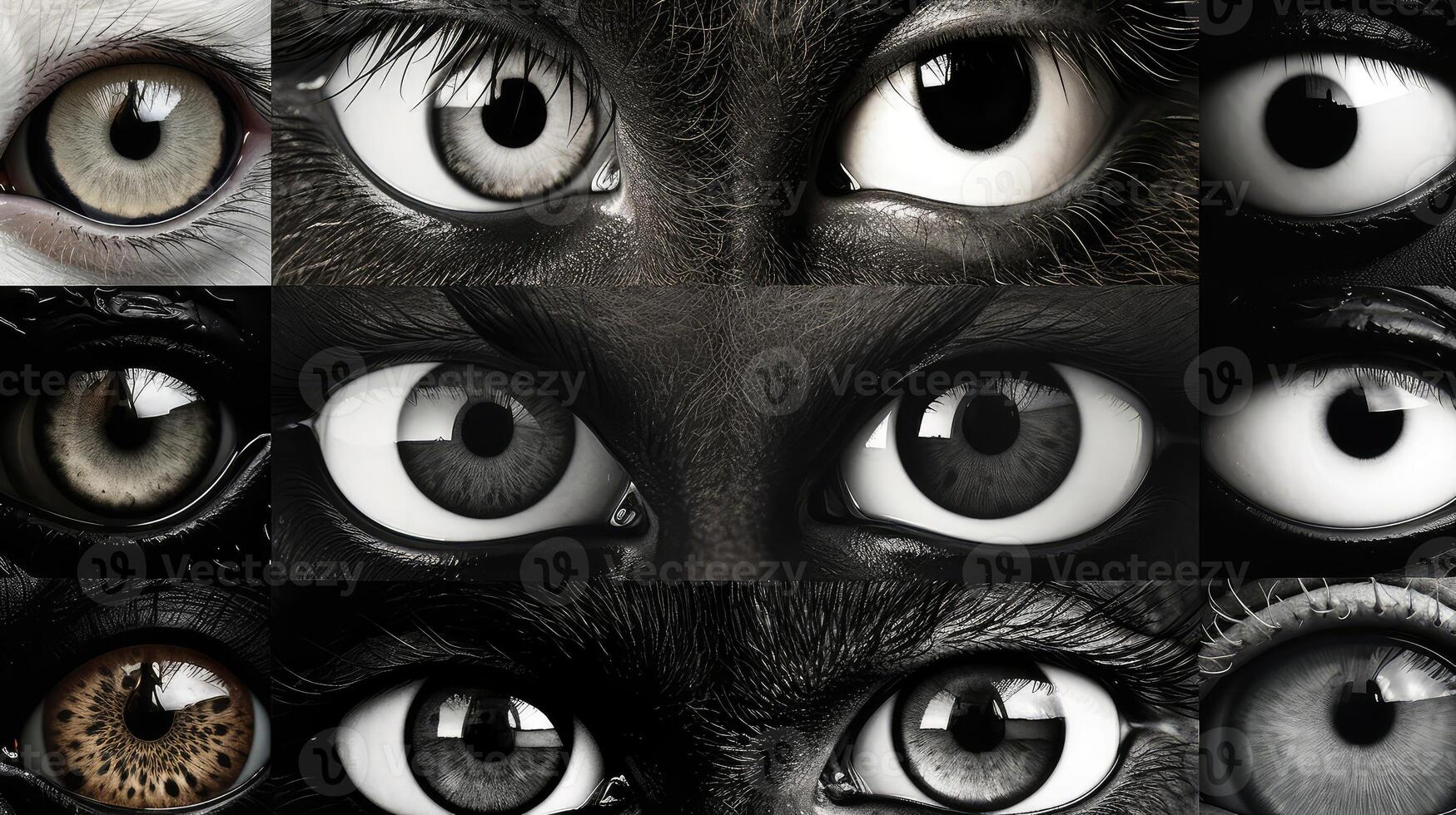 gaze black and white eyes photo