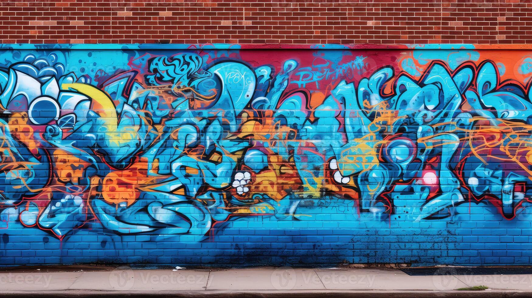 color brick wall blue photo