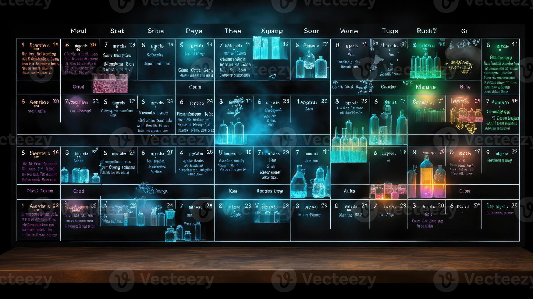 neon periodic table template photo