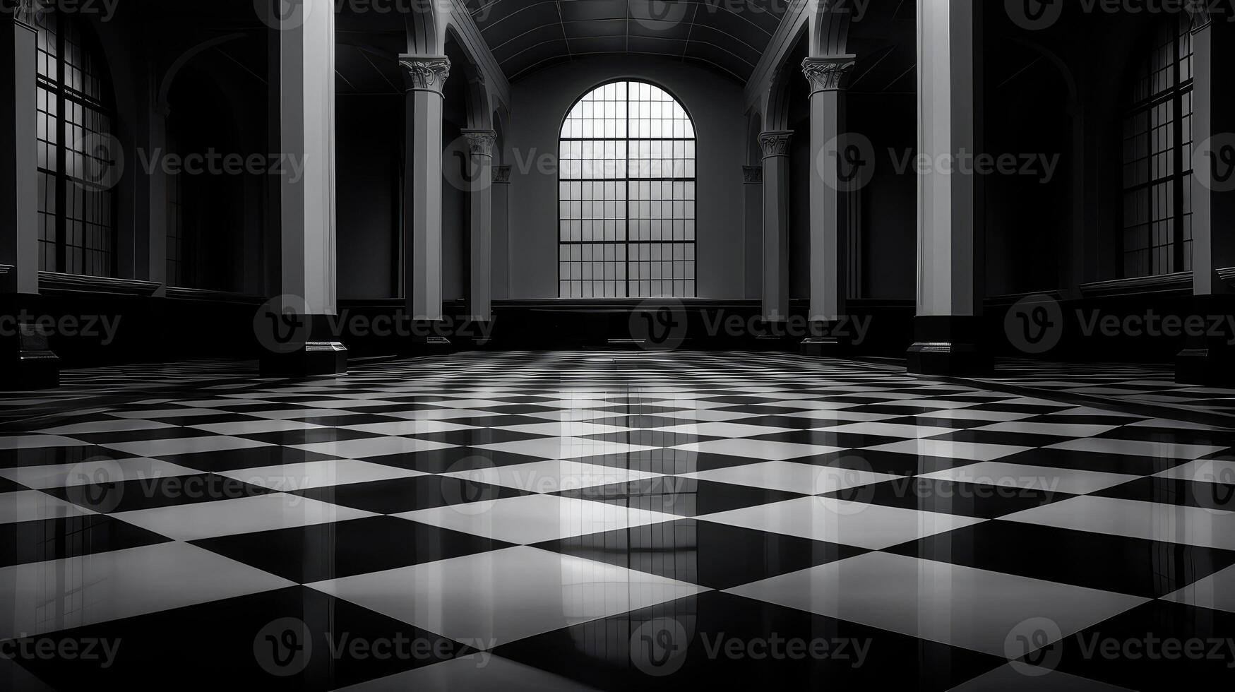 floor plaid black white photo
