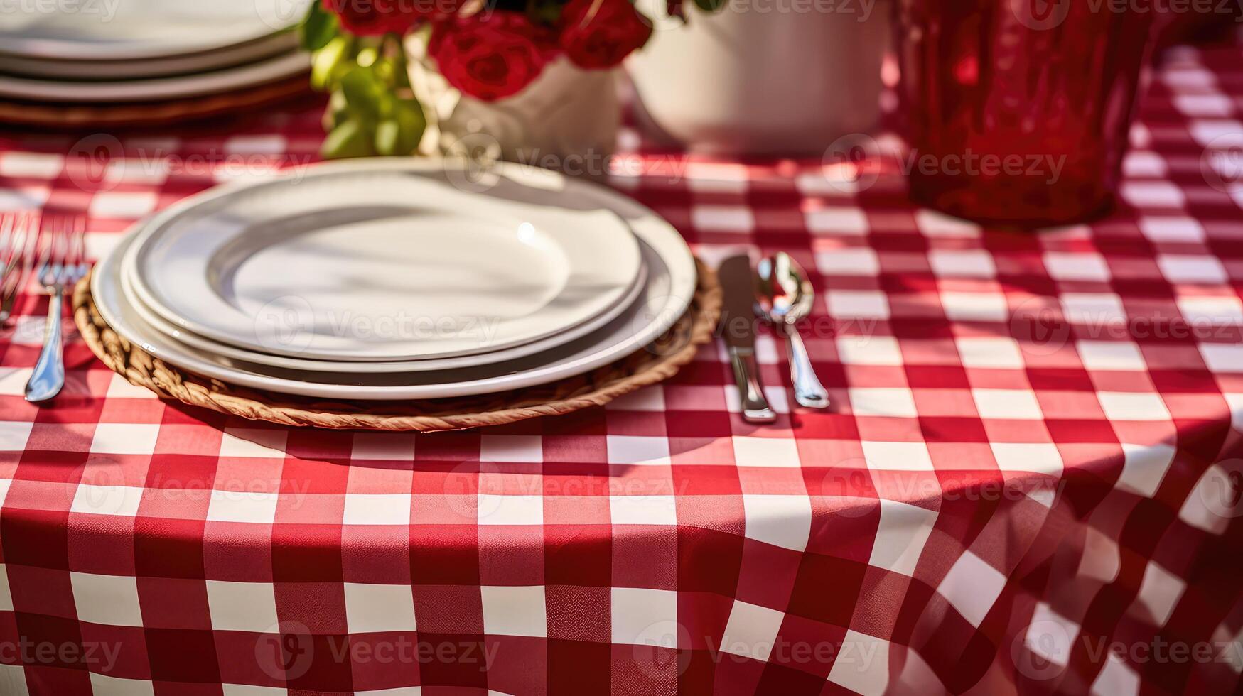texture red checkered tablecloth photo