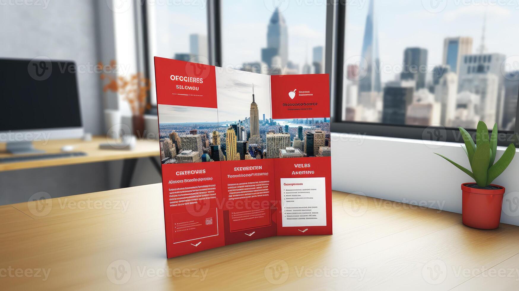 office trifold red photo