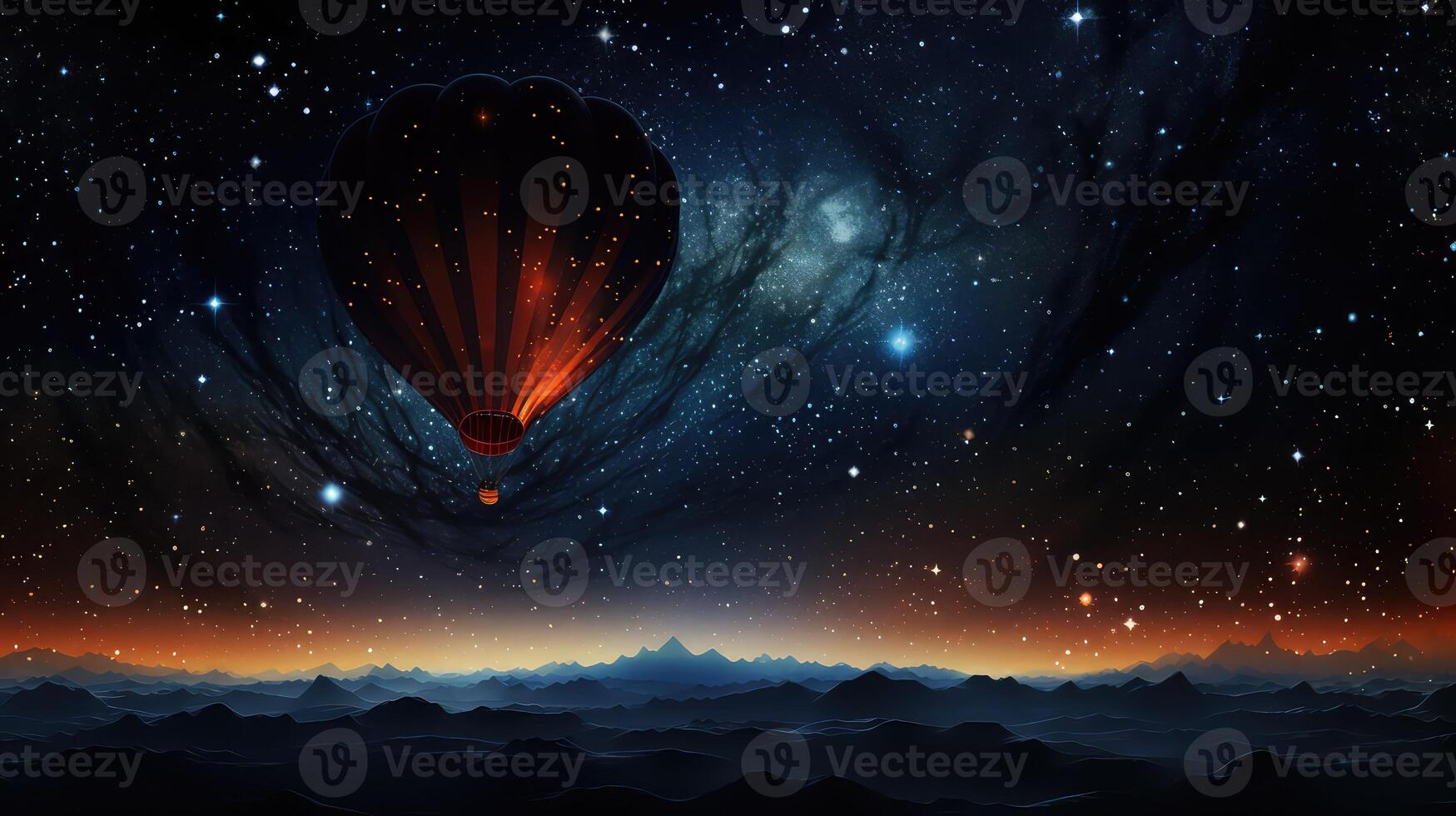 stars hot air balloon background photo