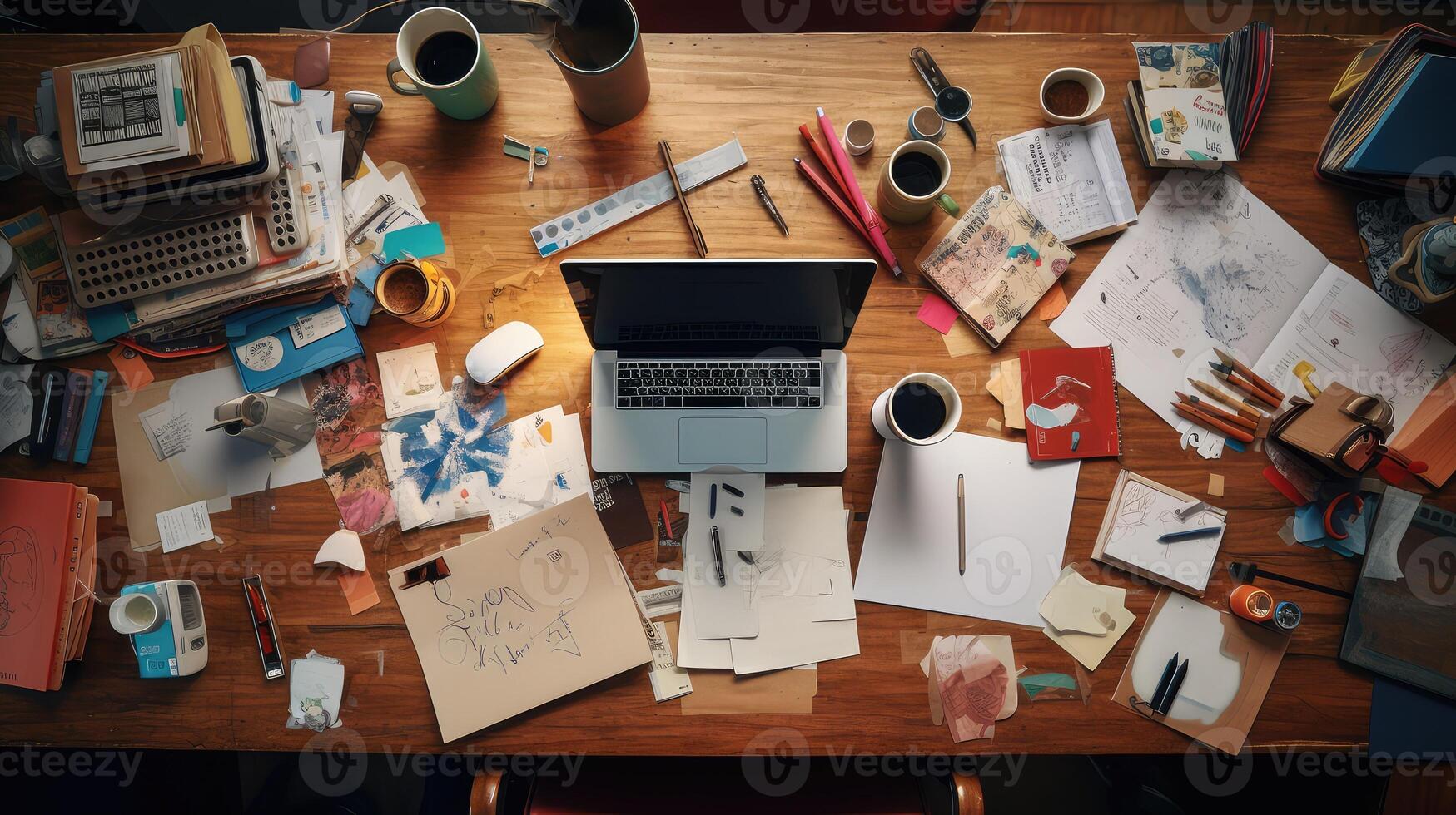 disorganization overhead table photo