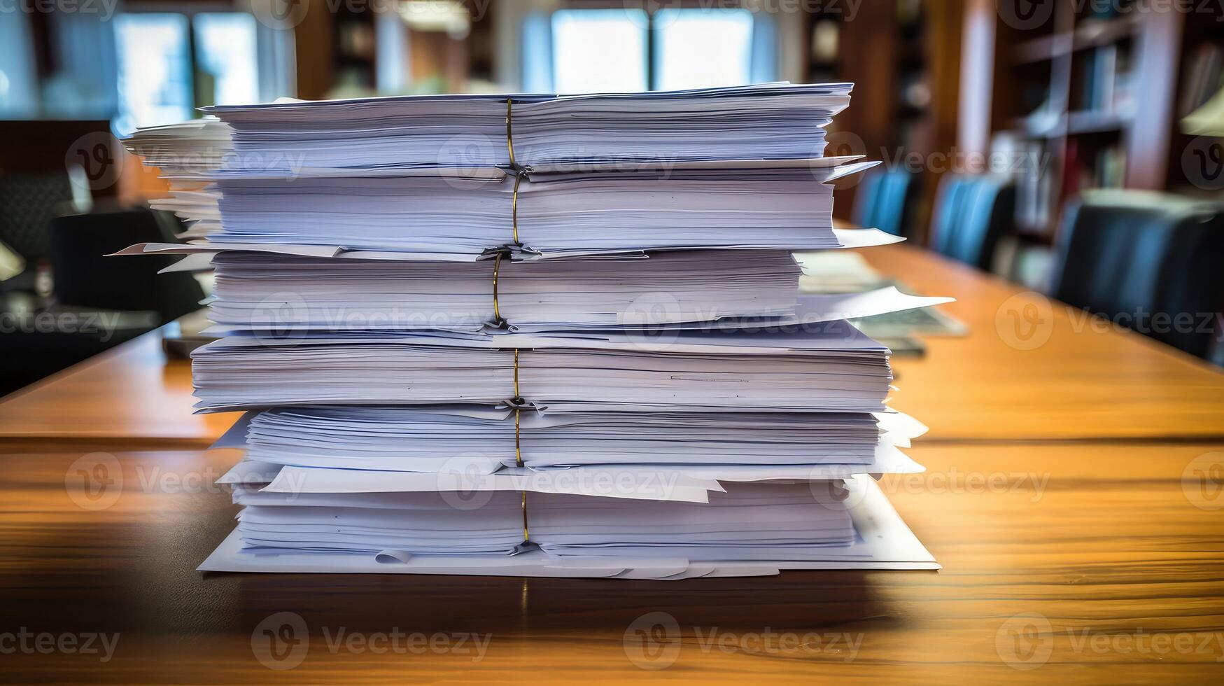 efficiency stack of papers on desk photo