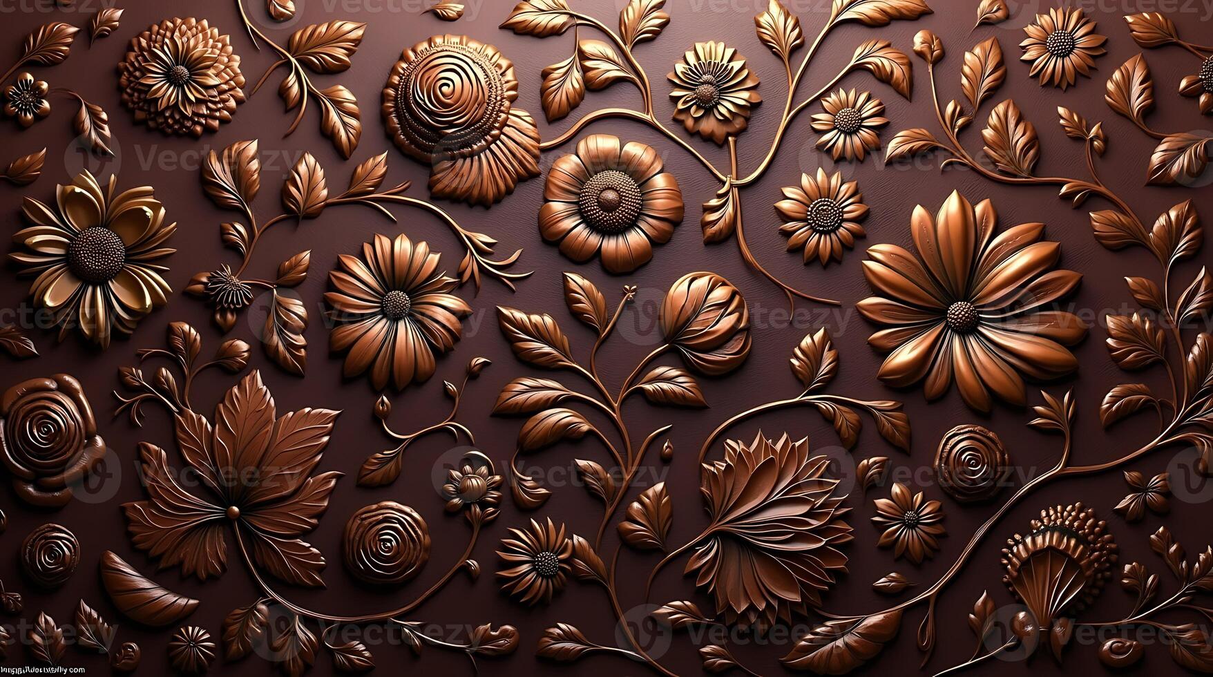 3d rendering of a flower pattern on a brown background photo