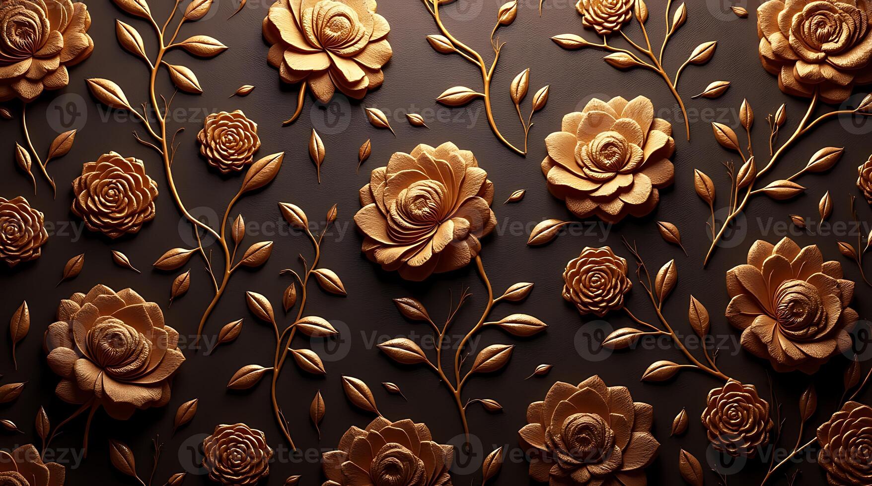 Golden roses on a black background photo