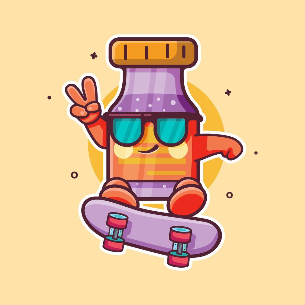 cool vaccine bottle character mascot playing skateboard isolated cartoon vector