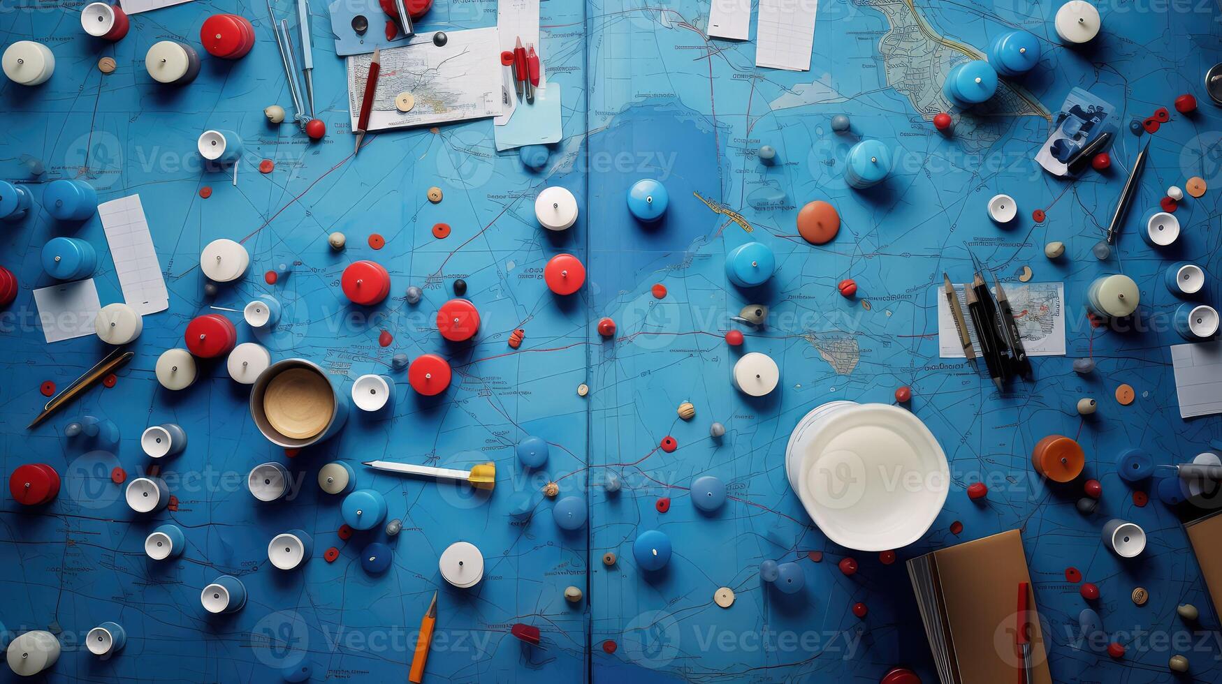 desk push pins blue photo