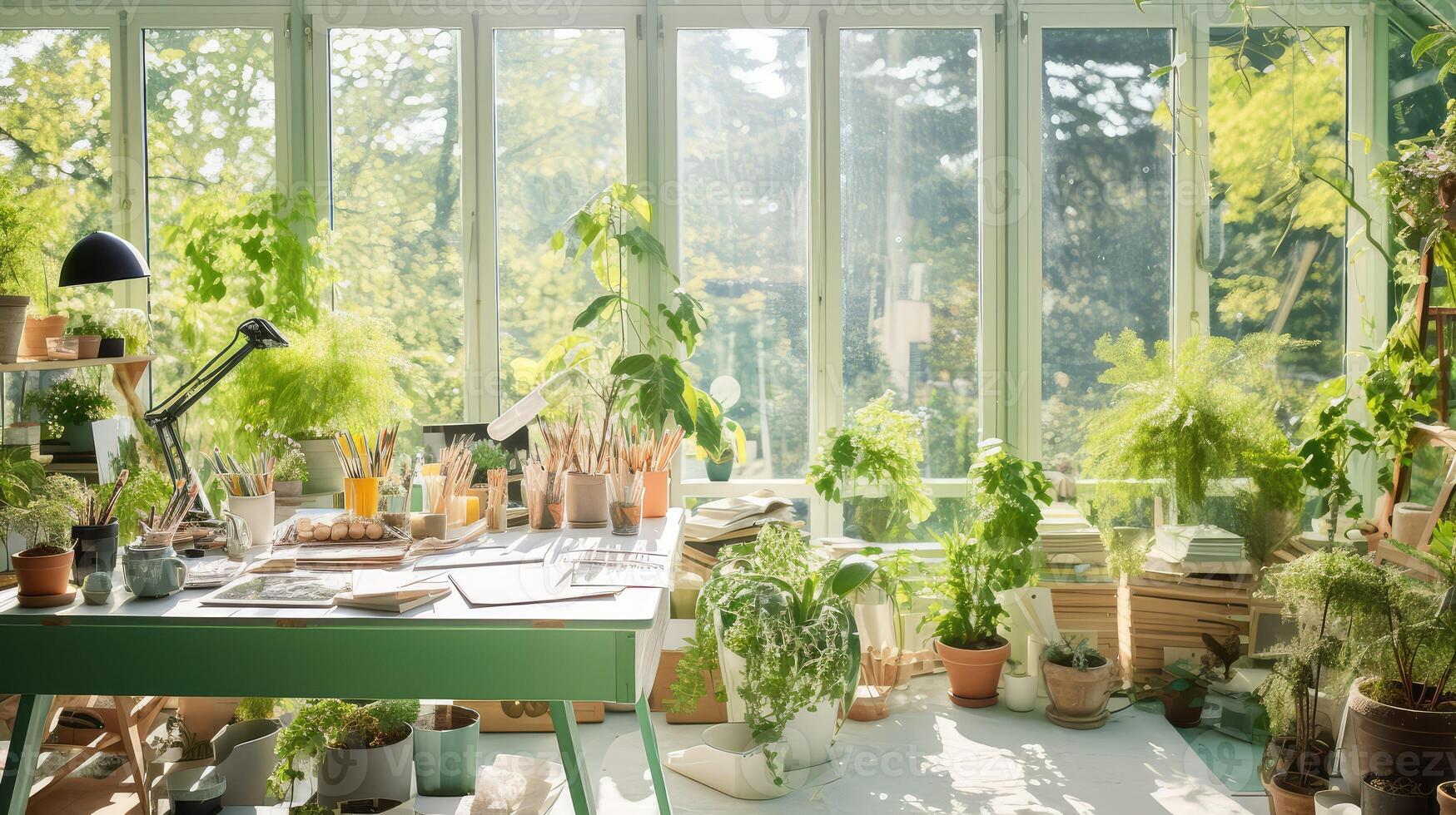 notebooks green table photo