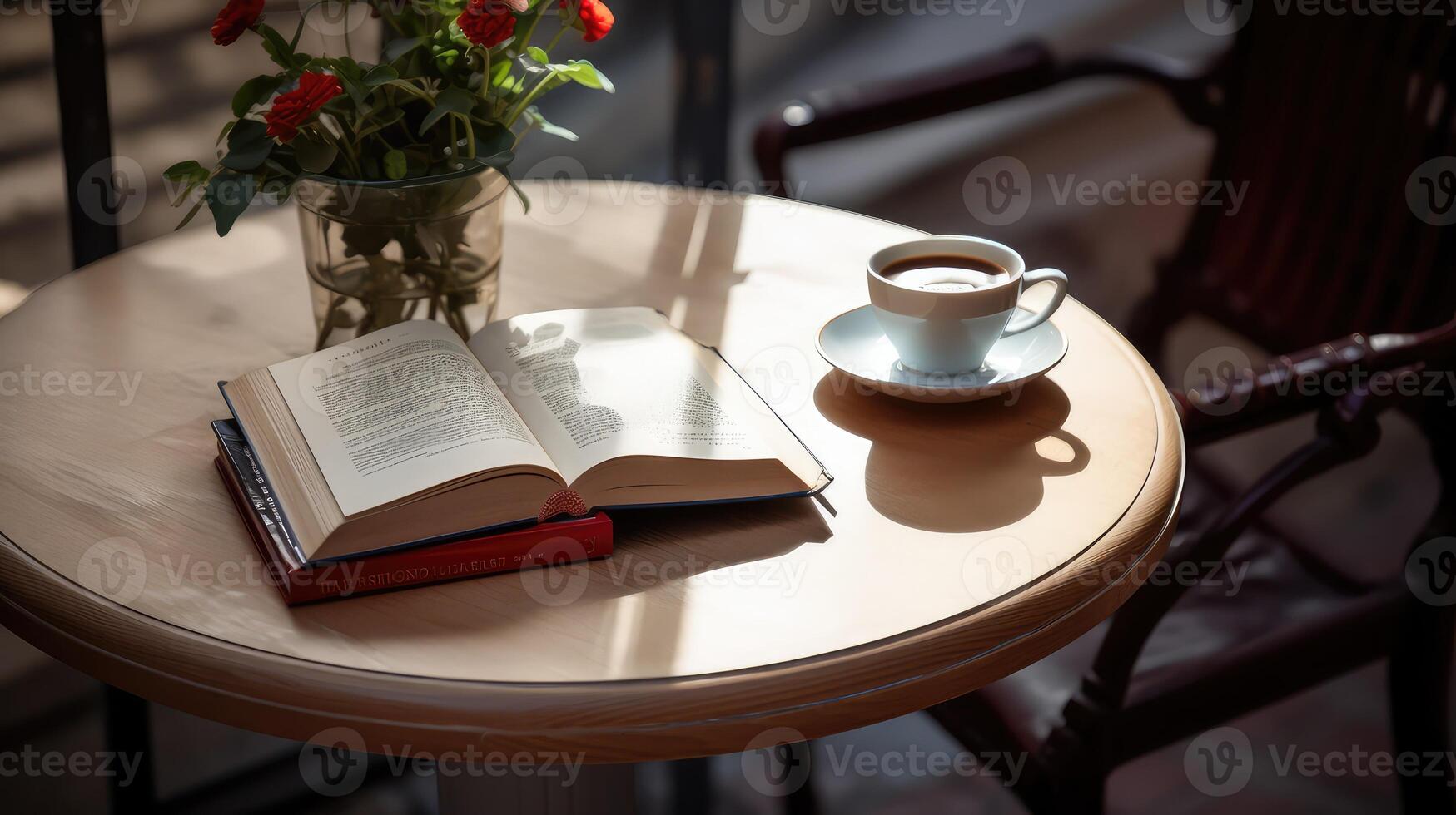 glasses table with books photo