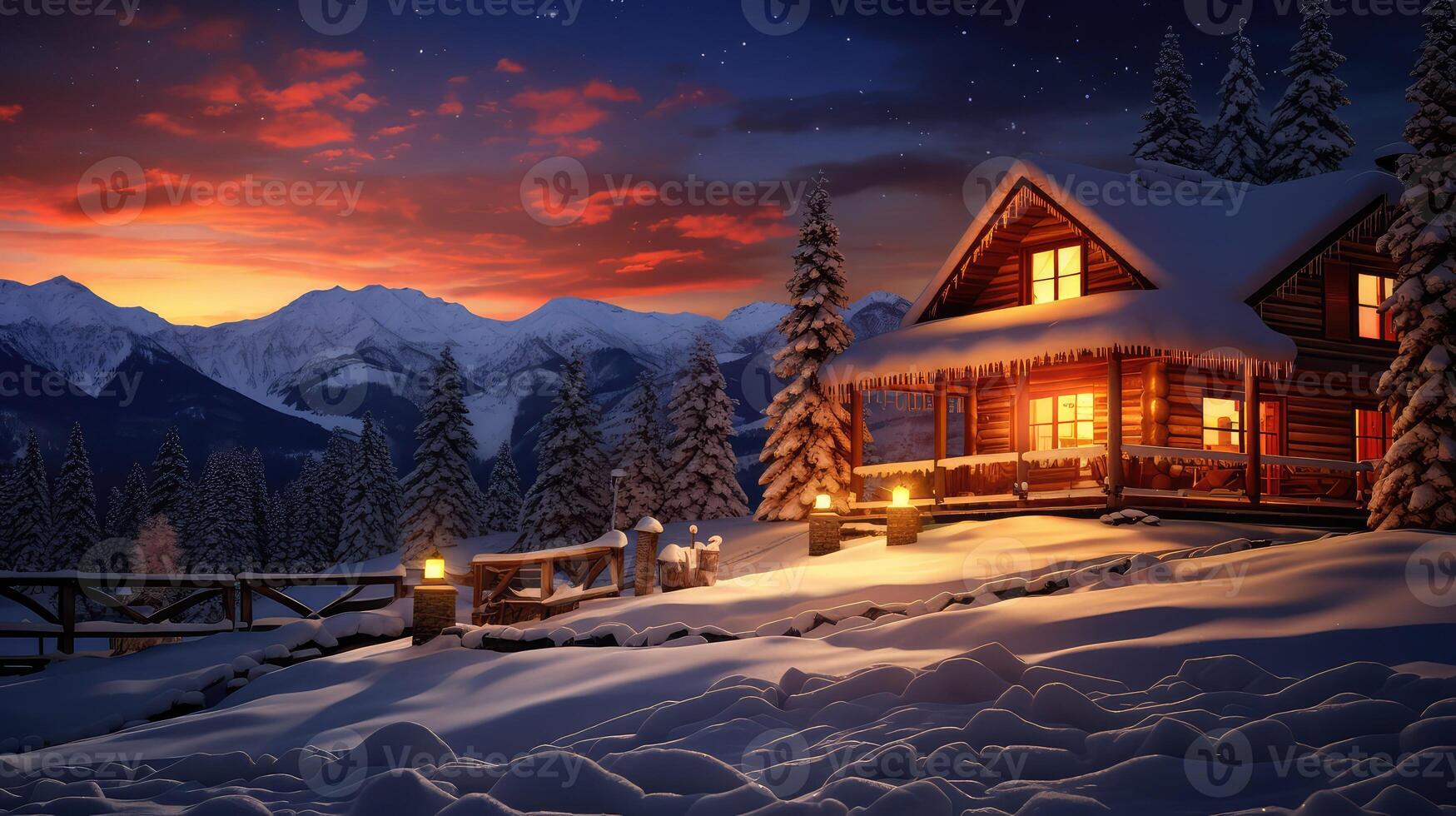 fireplace houses night photo