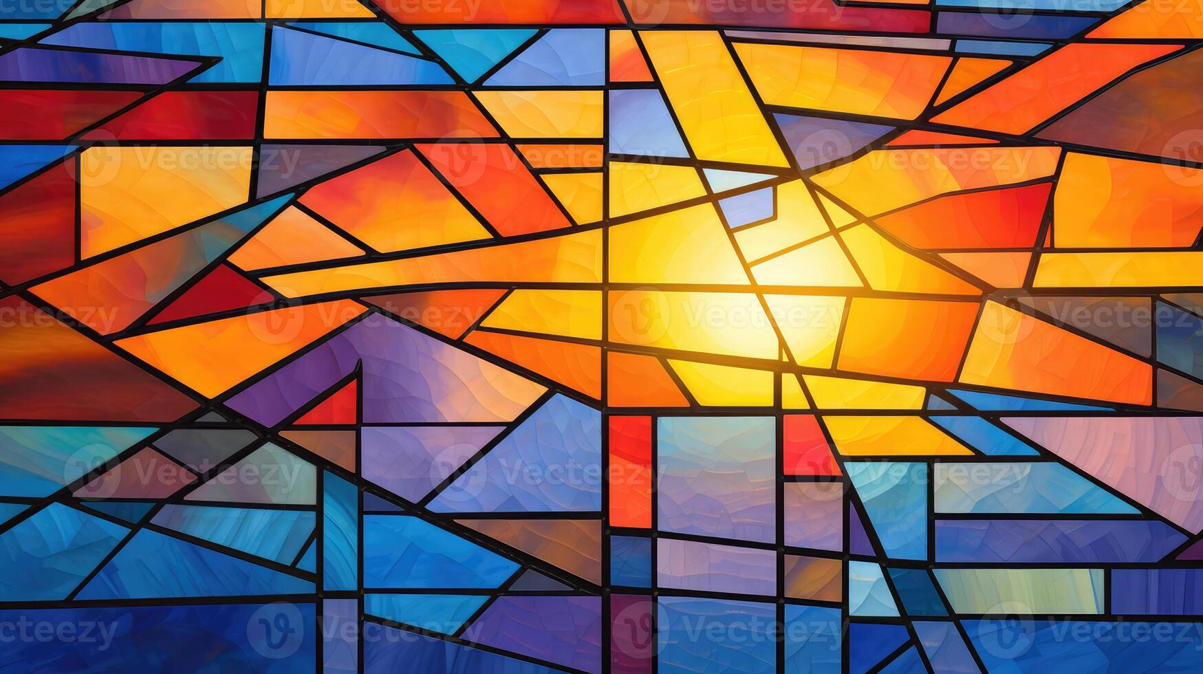 abstract stained glass sunset photo