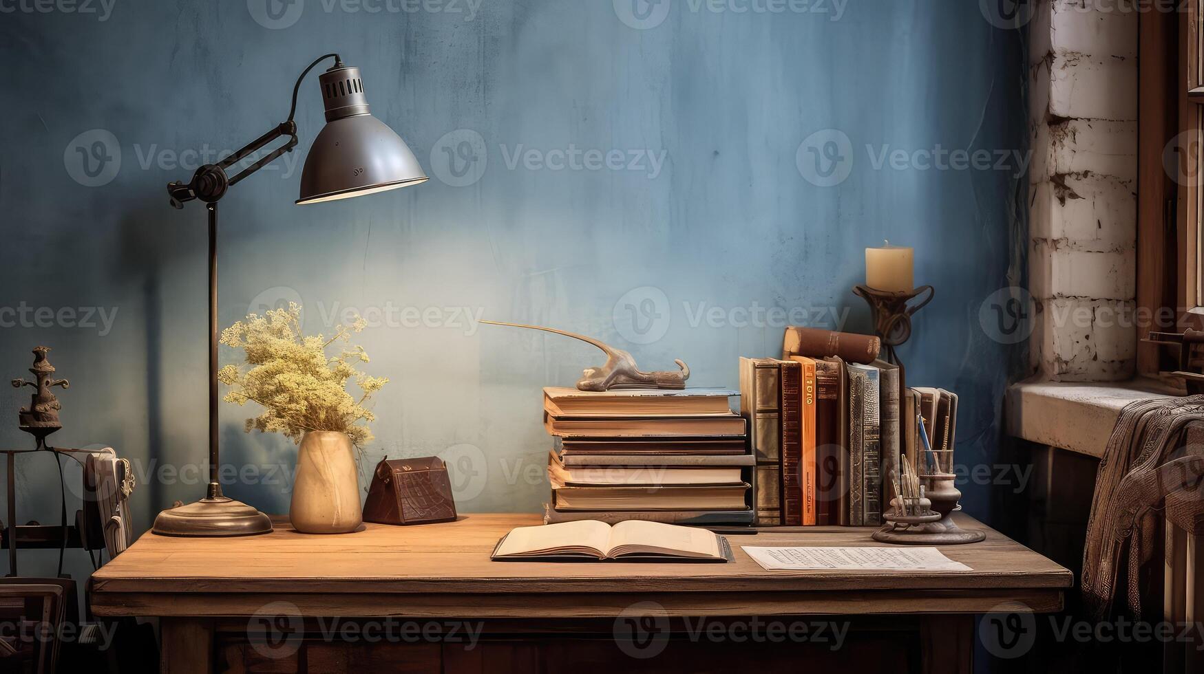 cozy blue desk photo