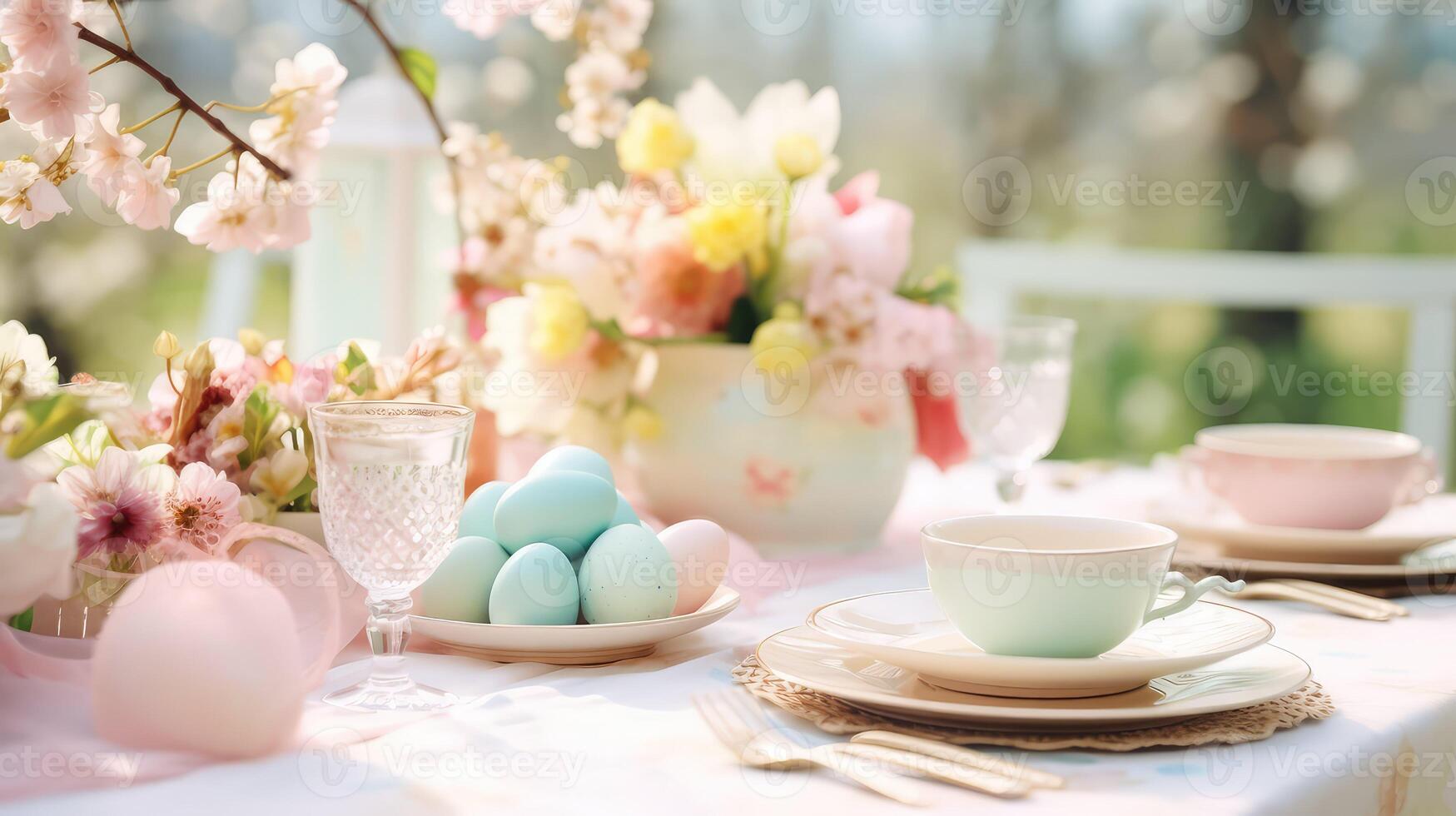 centerpieces easter table background photo