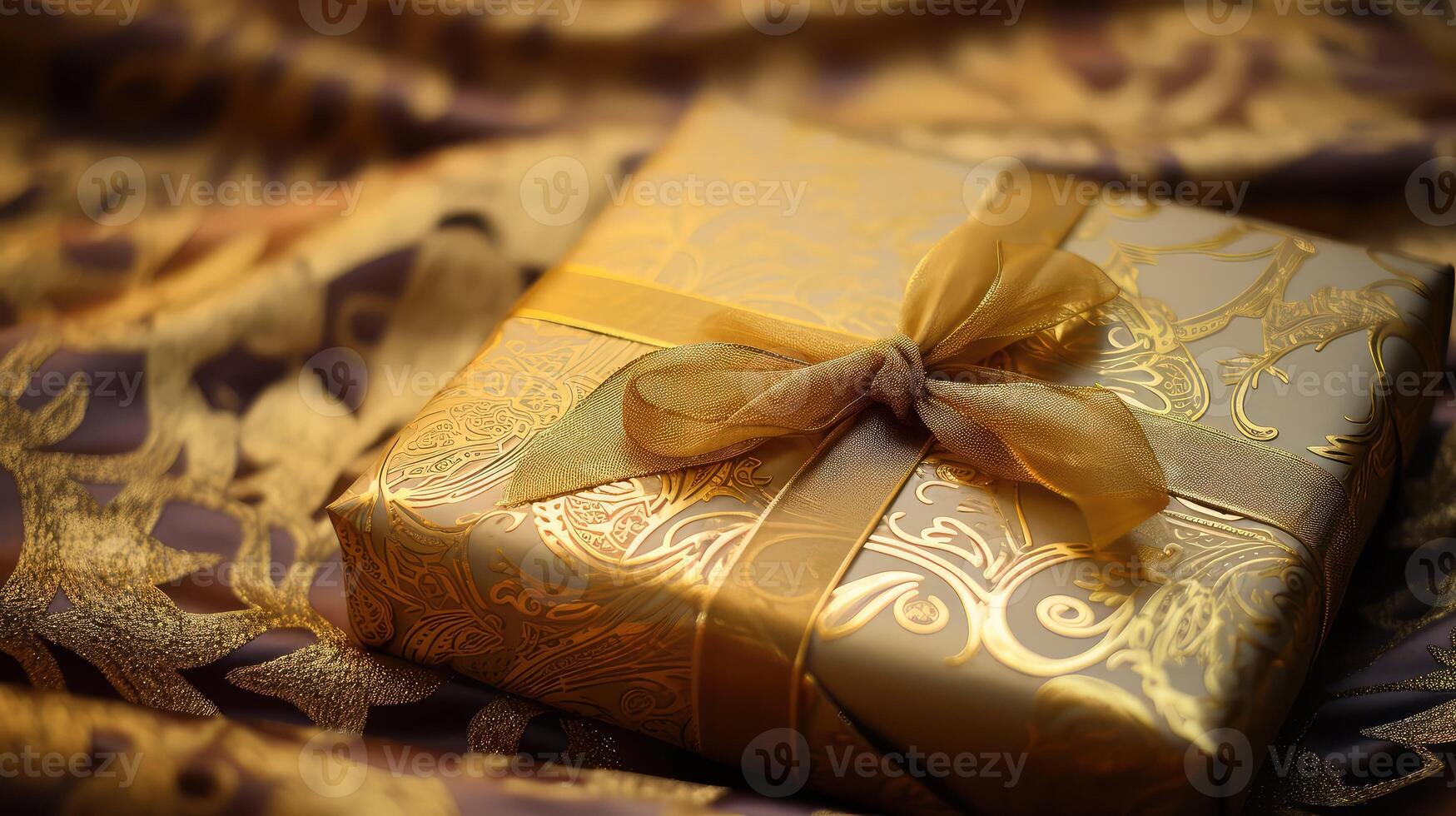 wrapping gold present photo