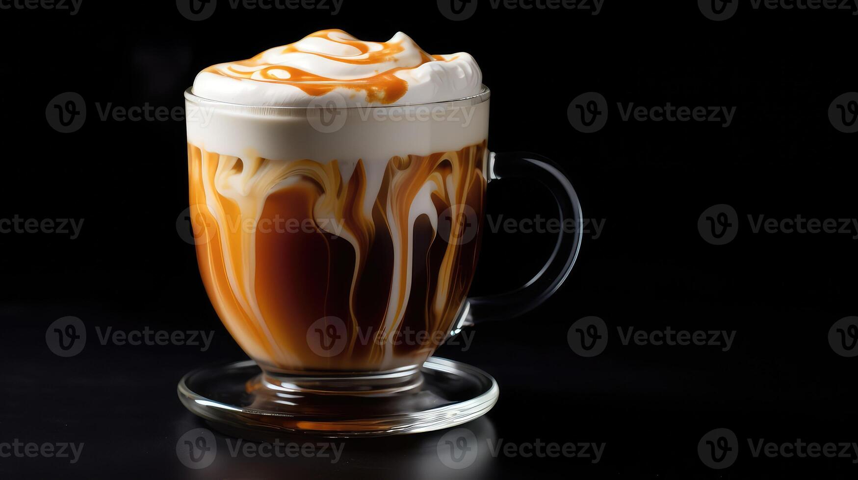 macchiato caramel black background photo
