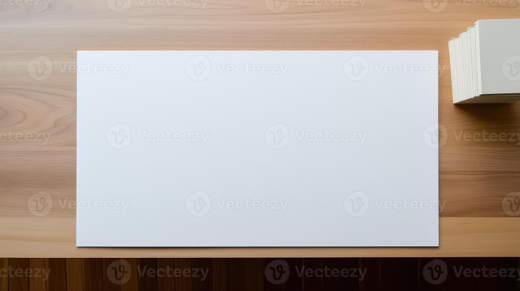 blank paper on wood desk photo