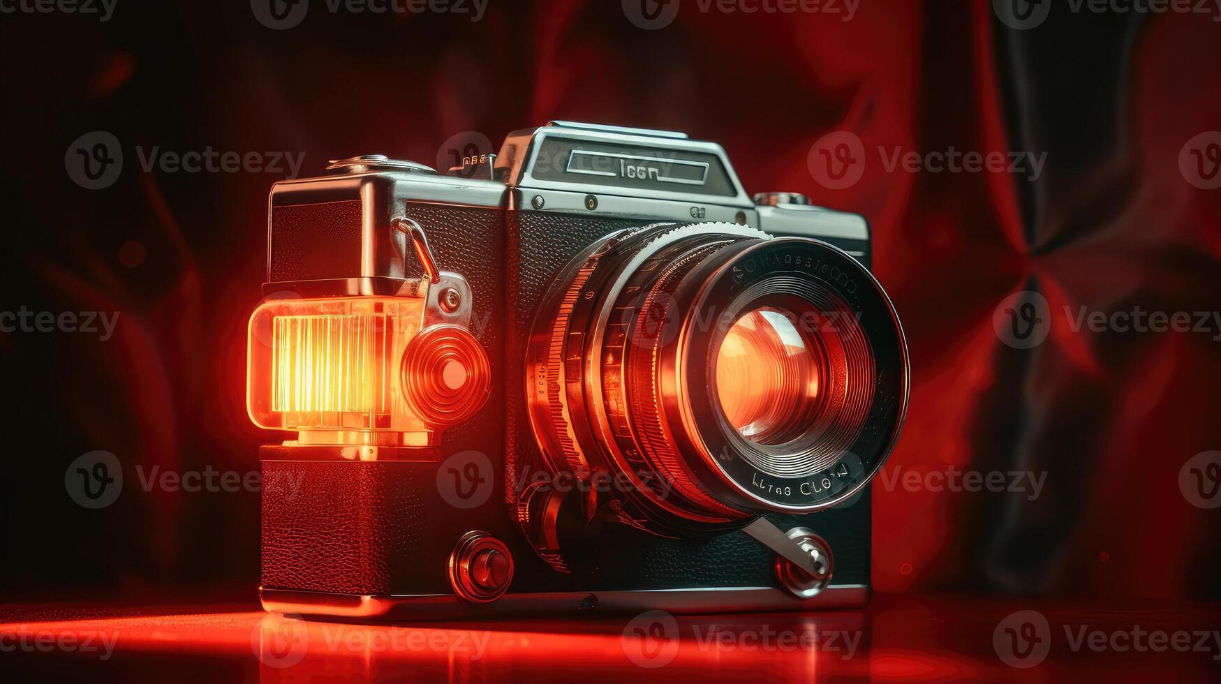 vintage camera with red light photo