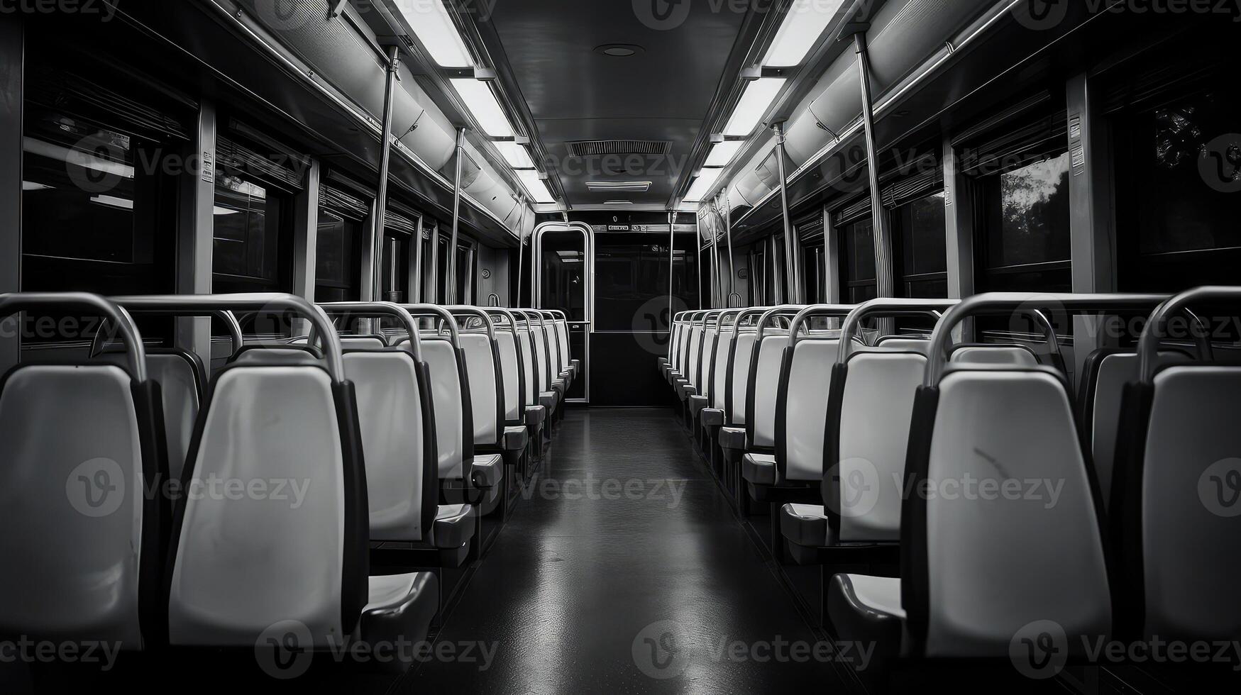 monochromatic blurred school bus interior photo