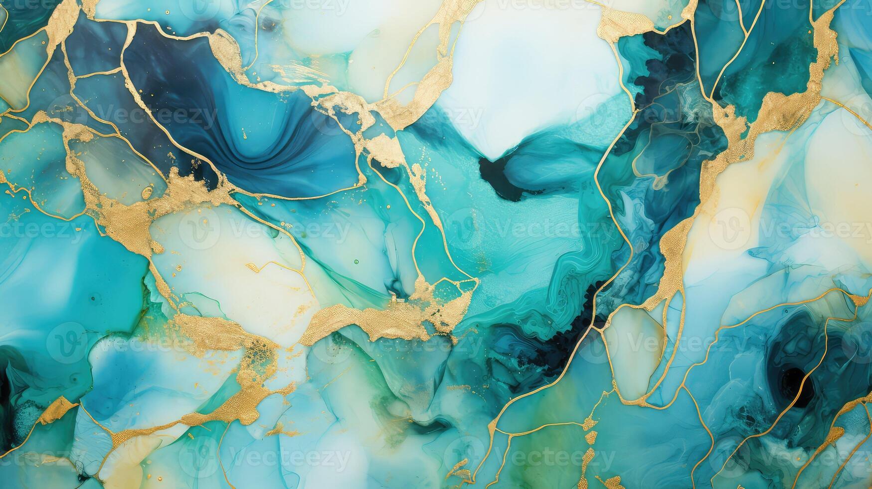 gold blue green alcohol ink background photo