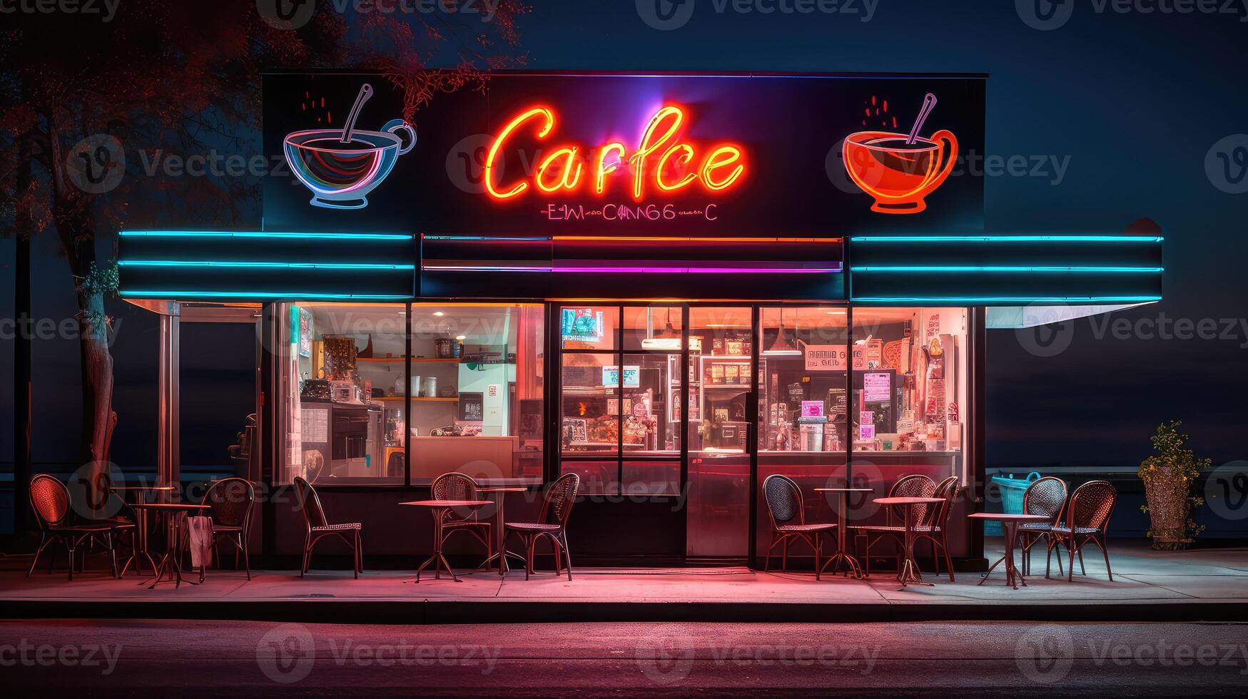 vibrant coffee shop sign photo