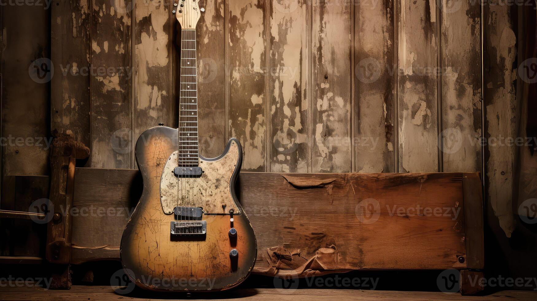 nostalgia guitar on wood photo