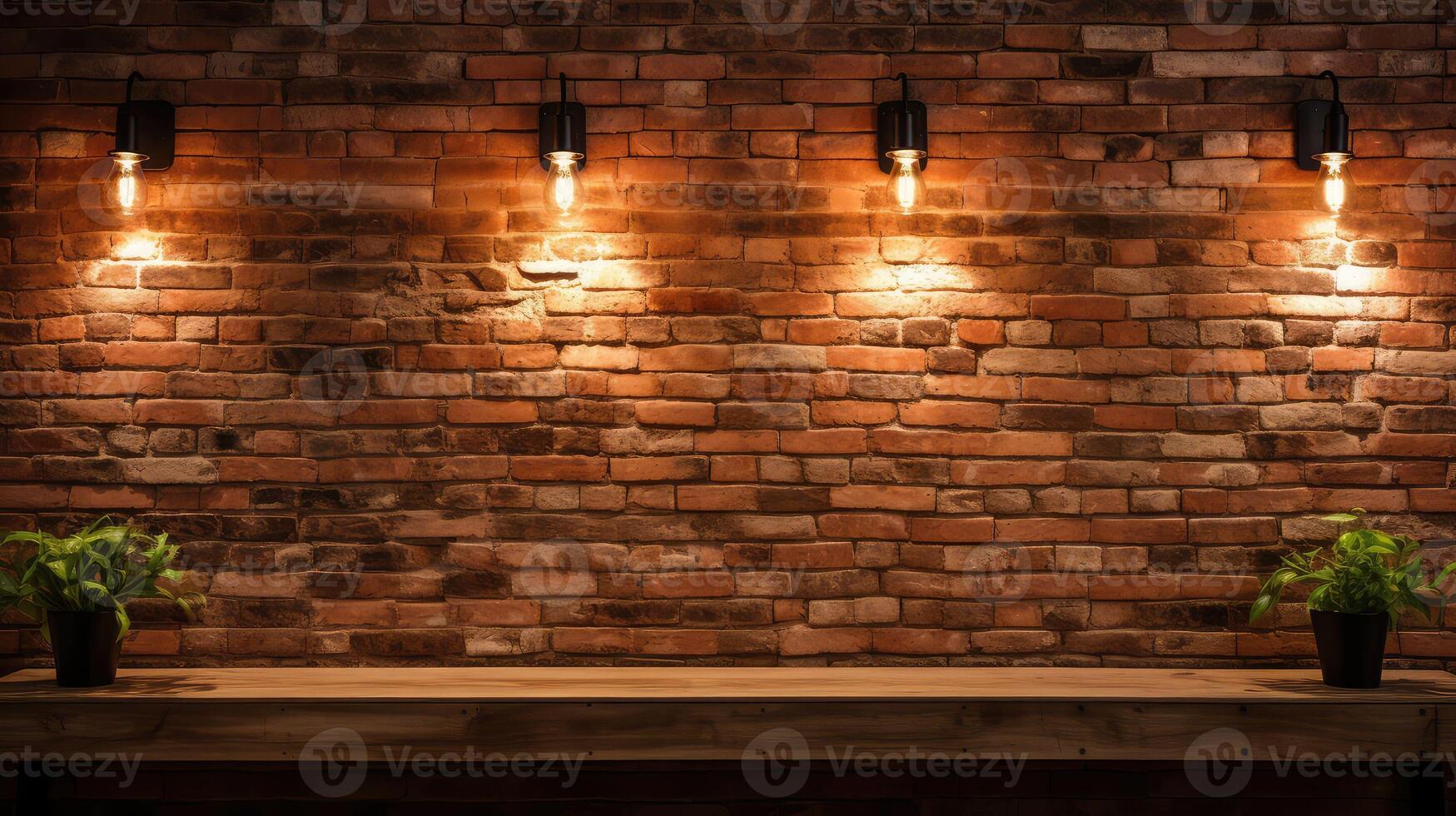 surface brick wall with lights photo